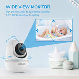 ANMEATE Baby Monitor with Remote Pan-Tilt-Zoom Camera,Large Display Video Baby Monitor with Camera and Audio |Infrared Night Vision |Two Way Talk | Room Temperature| Lullabies and 960ft Range（Black）