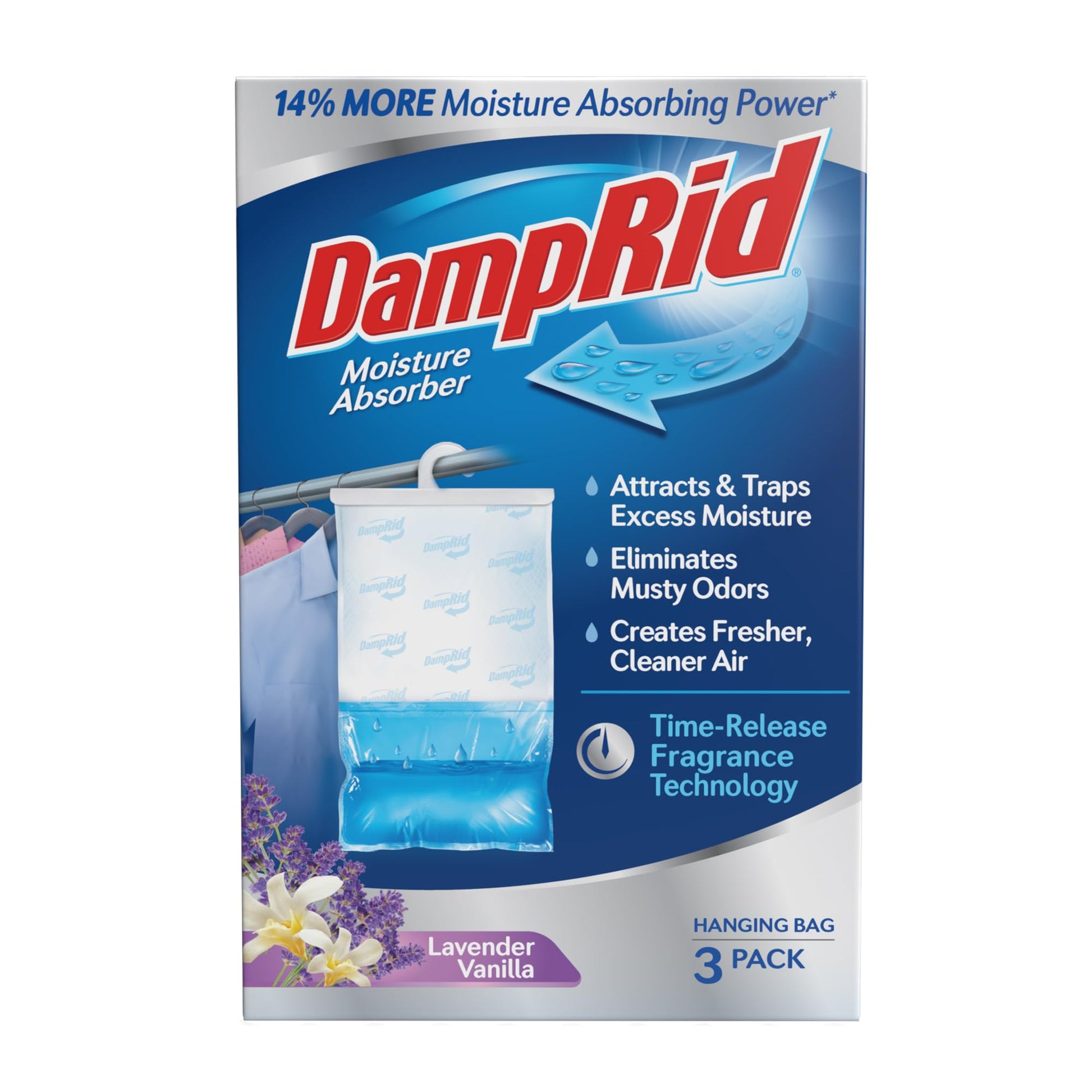 DampRid Pure Linen Hanging Moisture Absorber, 16 oz., 3 Count (Pack of 1) - Eliminates Musty Odors for Fresher, Cleaner Air, Ideal for Closet, 14% More Moisture Absorbing Power*
