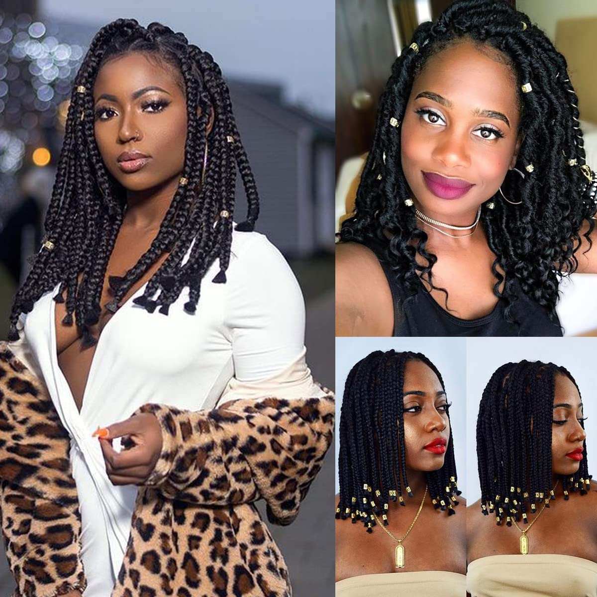LEILEIXI 100 PCS Gold Dreadlock Locs Accessories for Hair, Hair Jewelry for Braids Hair Rings for Women and Girls, Adjustable Cuffs Braiding Hair Rings Decoration
