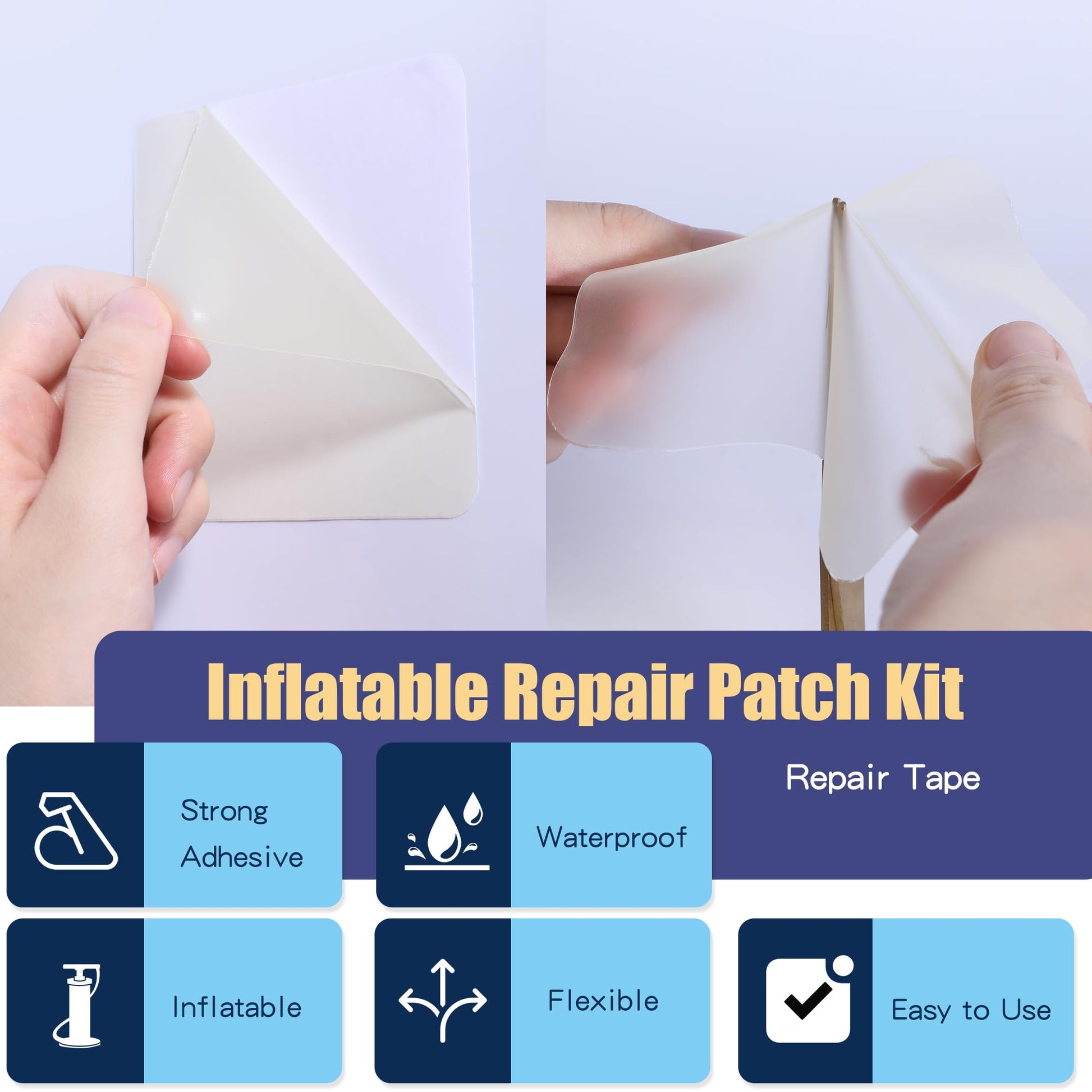 Breliter Inflatable Patch Repair Kit - Waterproof TPU Pool Repair Tape, Heavy Duty Repair Patch for Air Mattress, Bounce House, Inflatable Toys, Tent, Swimming Ring - 10 Packs of 2.5in x 2.5in, Square