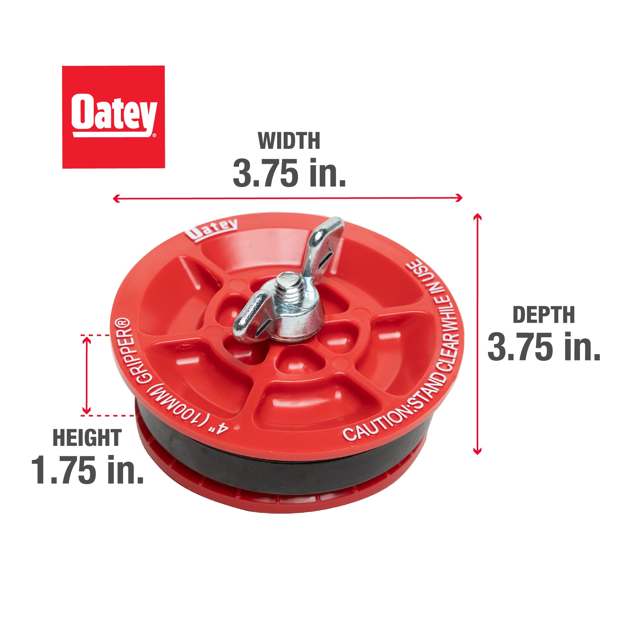 Oatey 33403 Plastic Plug (with Galvanized screw and wing nut), 4-Inch, Red