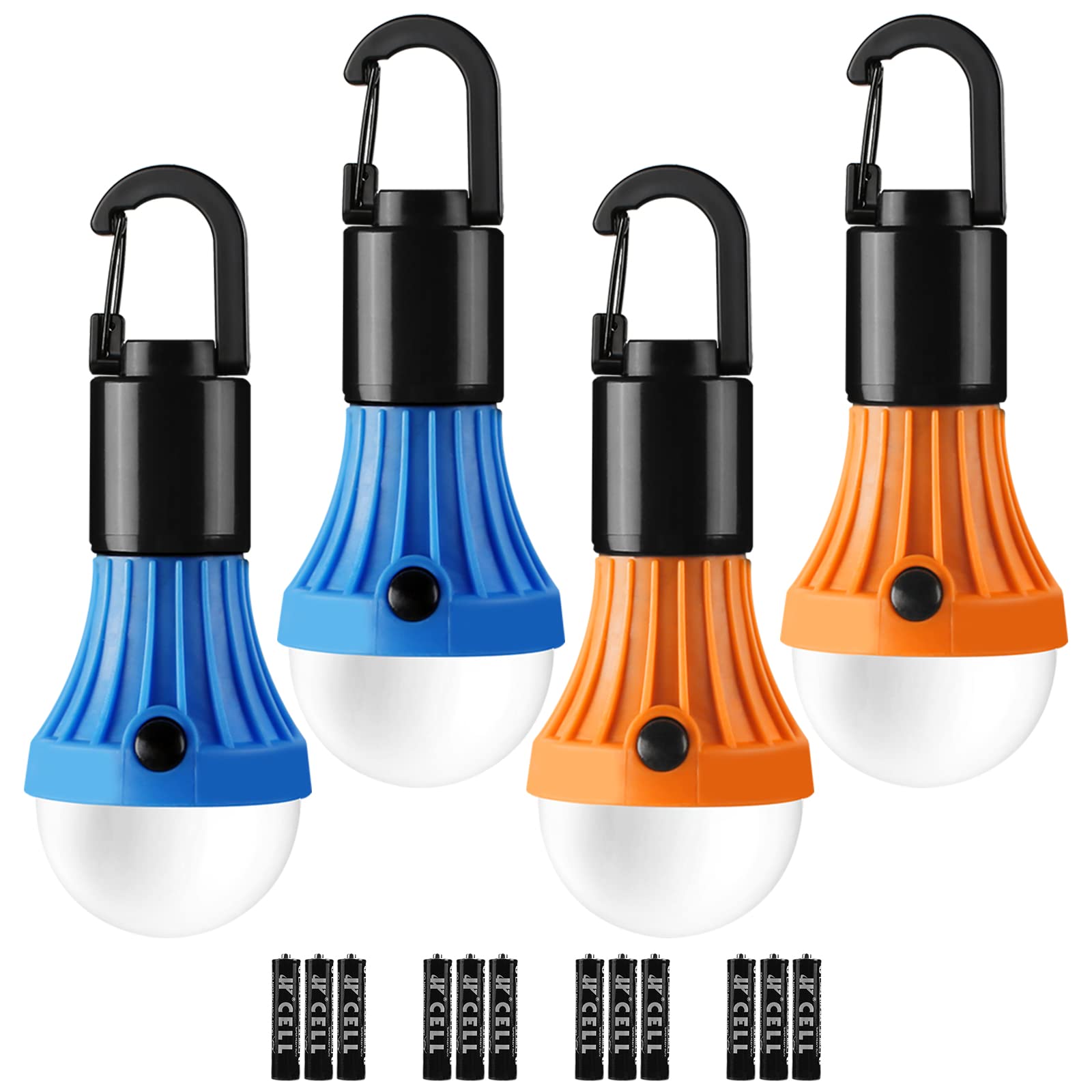 Lepro LED Campinglaterne, Camping-Essentials, 3 Beleuchtungsmodi, Hängende Zeltlampen mit Clip-Haken für Camping, Wandern, Hurrikan, Stürme, Stromausfälle, zusammenklappbar, Batterien enthalten, 4er-Pack