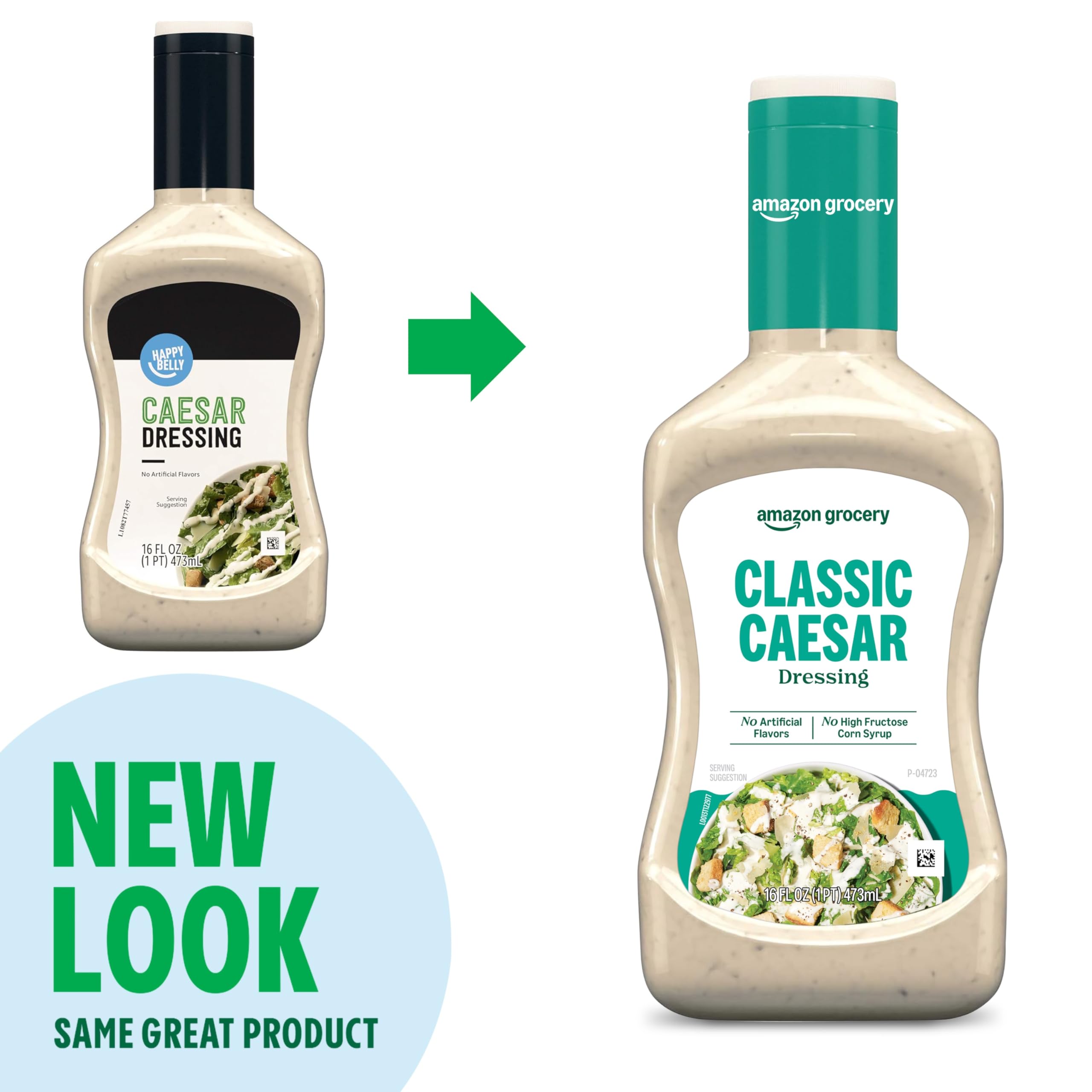 Amazon Grocery, Classic Caesar Dressing, 16 Fl Oz (Previously Happy Belly, Packaging May Vary)