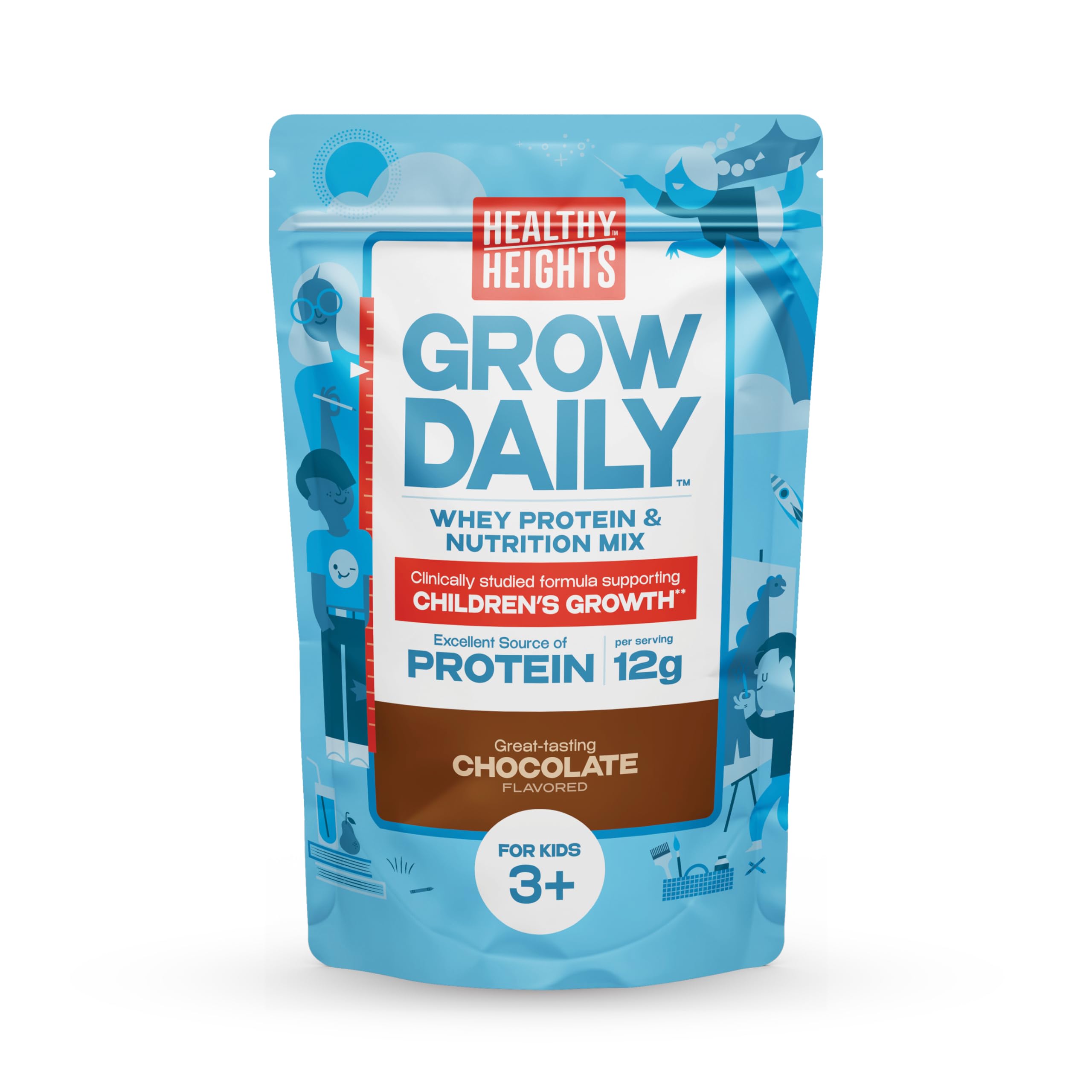 Healthy Height Grow Daily Kids Protein Drink Mix (Chocolate) - High Protein Shake for Kids 3+