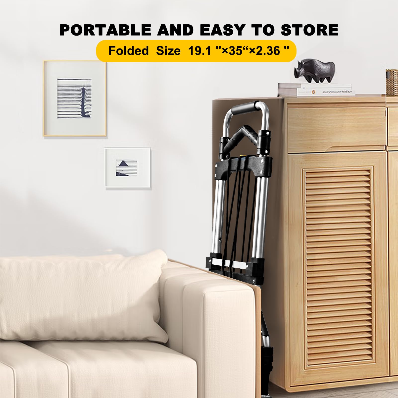 330 LB Capacity Folding Hand Truck Dolly Cart, Portable Aluminum Dolly Cart with Telescoping Handle and Rubber Wheels for Moving,Shopping,Travel,Office Use.