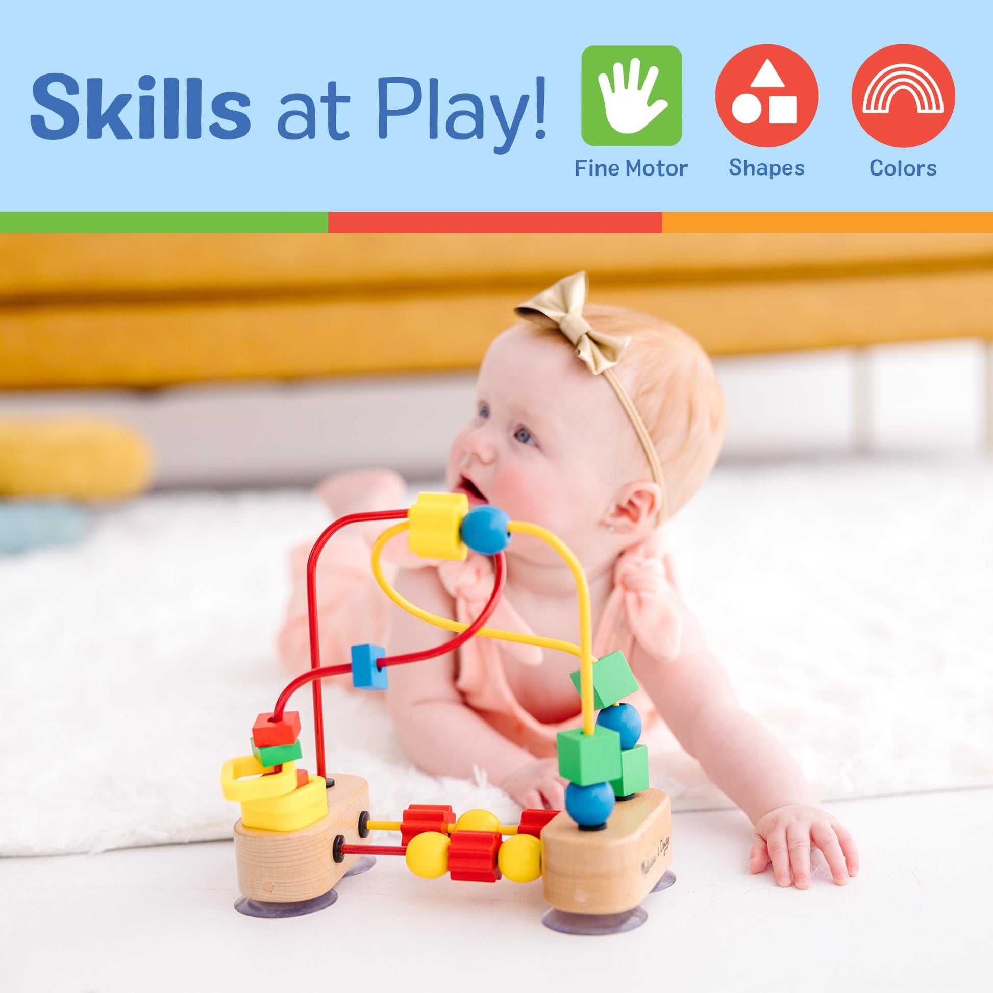 Melissa & Doug First Bead Maze - Wooden Educational Toy for Floor, High Chair, or Table Infant Maze Toy, Bead Maze Toys for Toddlers and Babies