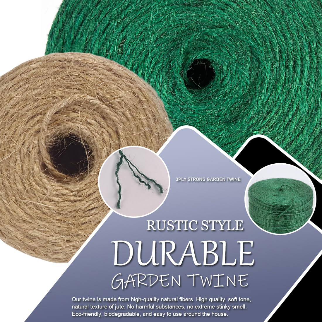 PerkHomy Garden Twine Strong Natural Jute 800 Feet Long Green Twine for Gardening Tomato Climbing Plant Tie Floristry Crafts Gift Wrapping Packing Decor (Green 2mm * 800feet)