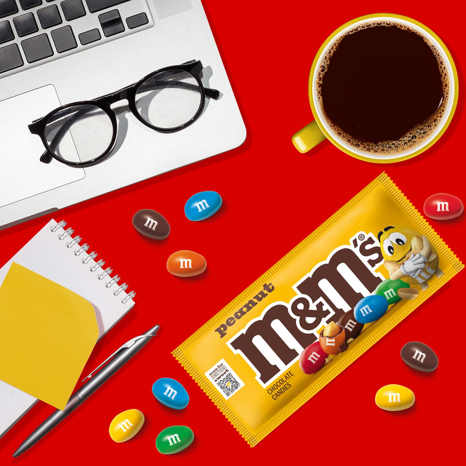 M&M'S Peanut Chocolate Candy, Full Size 1.74 oz Bag, Pack of 48 Bulk Candy Chocolate