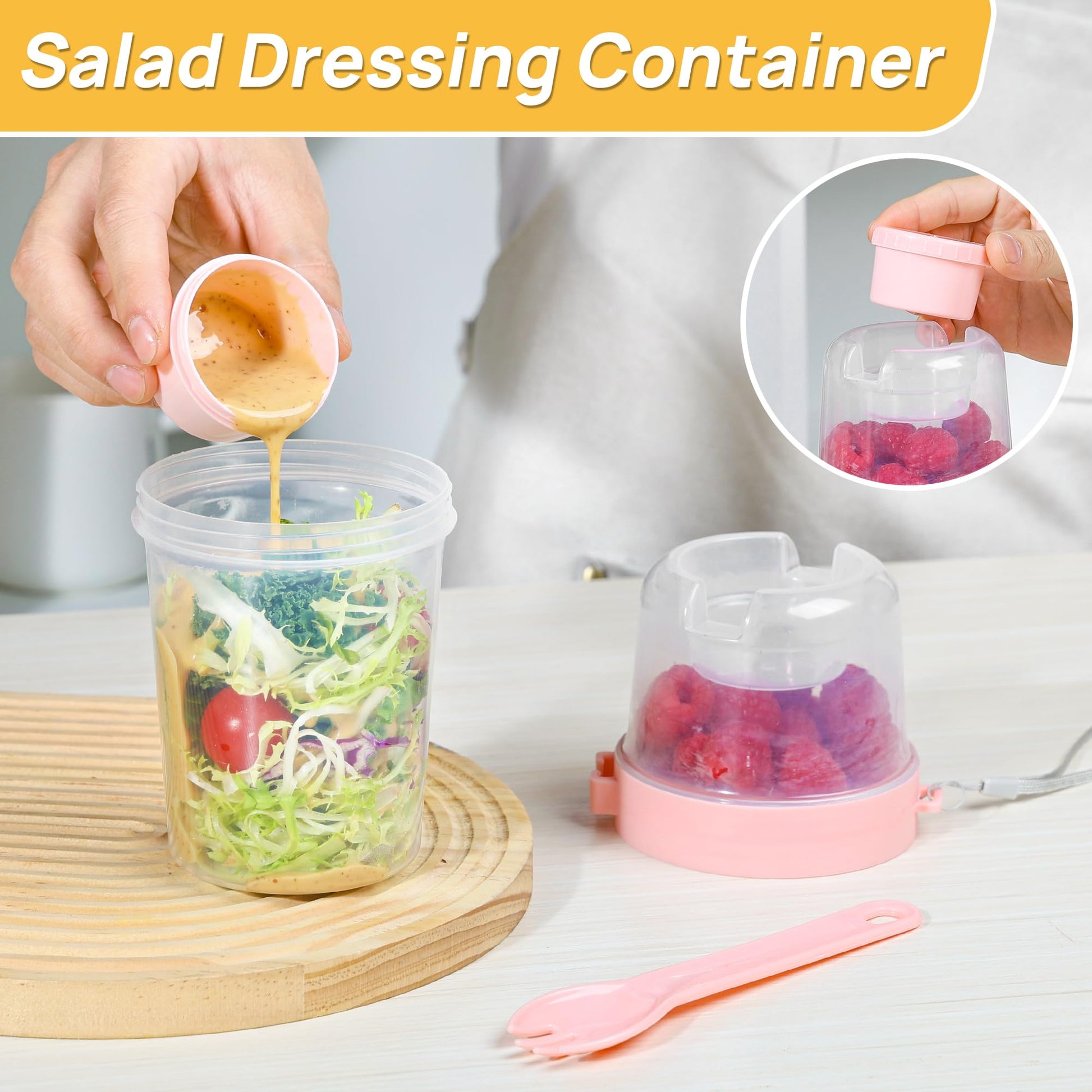 Vtopmart 4 Pack 27oz Yogurt Parfait Cups with Lids and Spoons, Overnight Oats Containers, Reusable Topping Compartment for Breakfast with Yogurt, Cereal or Oatmeal On-the-Go