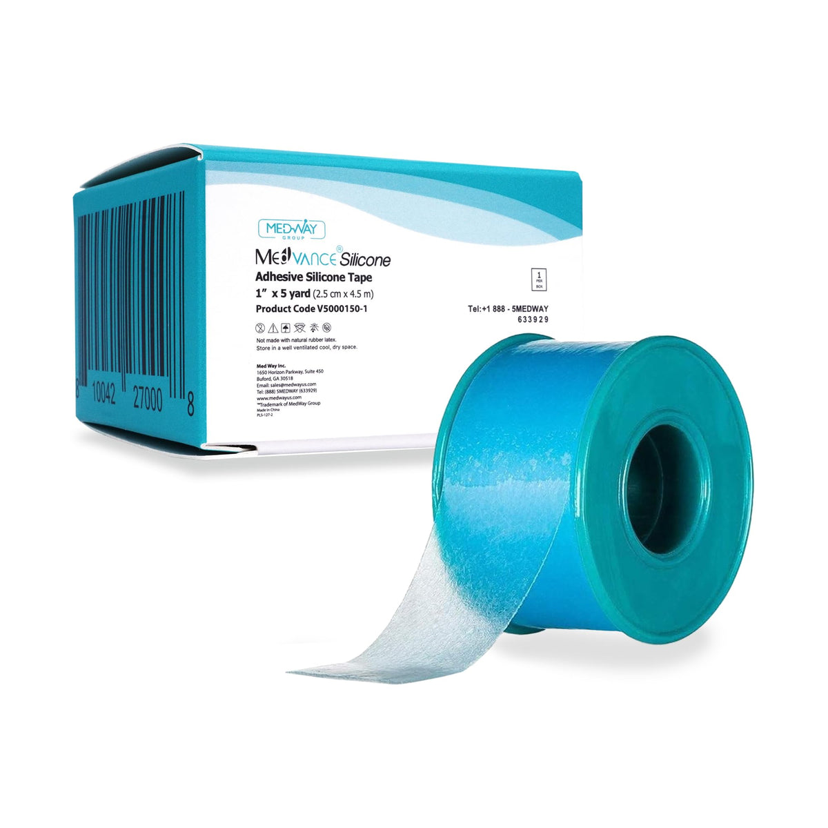 MedVance Weiches Silikonband mit Perforation für einfache Größenanpassung – 2,5 cm Breite (1 Packung, 4,57 m)