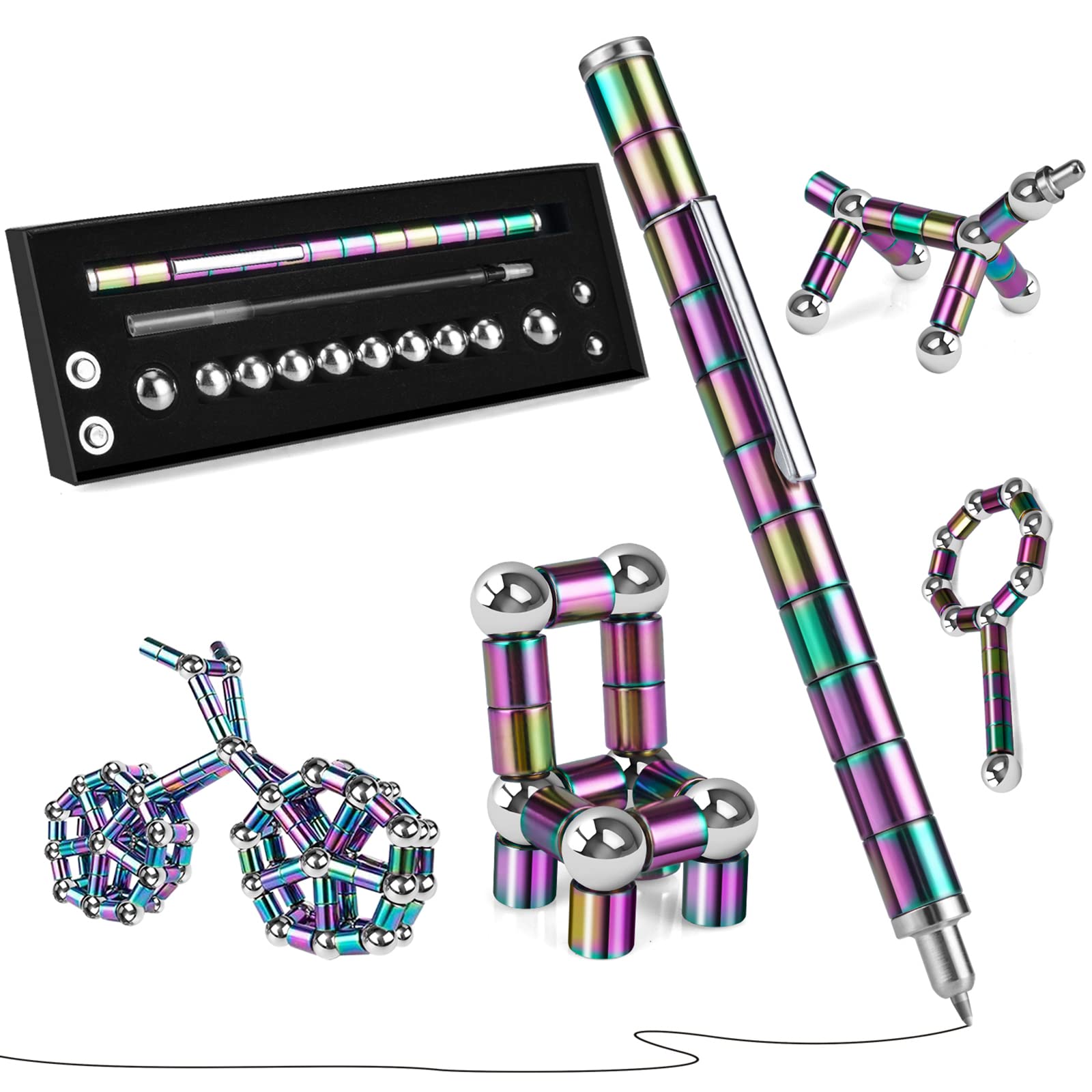 LARAH Black Fidget Pen Toy, Sensory Tool EDC Fidgeting Game for Adults, Cool Gadget Best for Stress and Anxiety Relief and Kill Time,Novelty Gifts for Teen and Adults