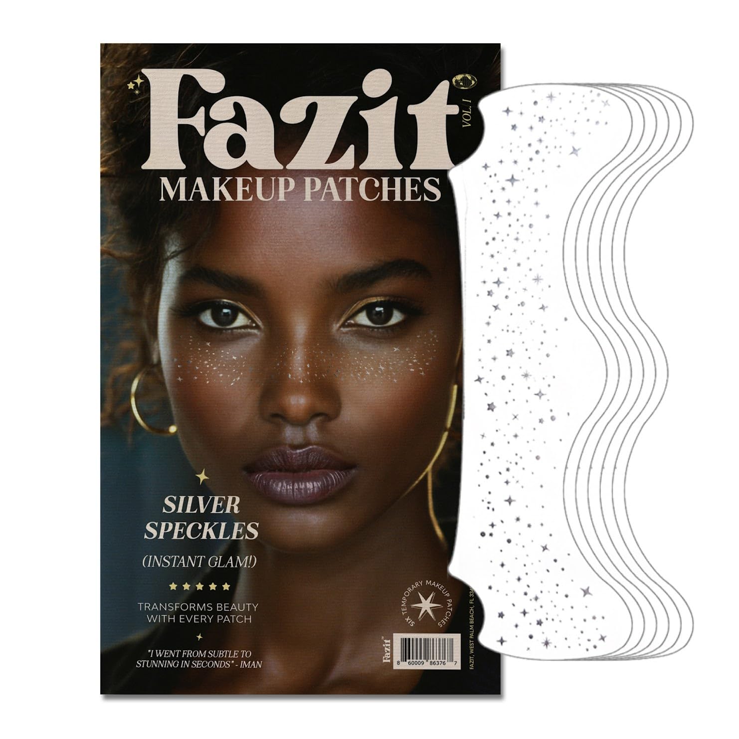 Fazit Makeup Patches - Gold - Face Glitter Makeup Speckles - Glow Up Makeup Patches - Face Glitter Speckles Patches - Cute Glitter Makeup Accessories for Women - Cosmetic Glitter for Face - 6 Count