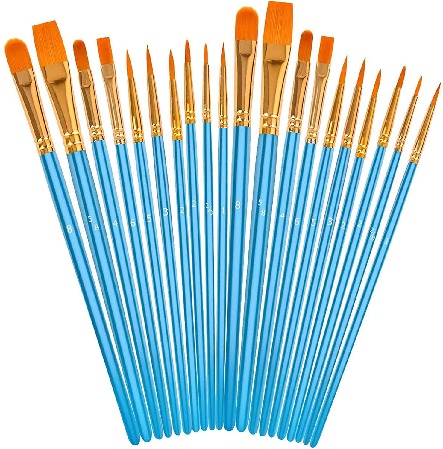 Soucolor Acryl-Pinsel-Set, 20-teiliges Set runde, spitz zulaufende Künstlerpinsel für Acryl, Öl, Aquarell, Leinwände, Felsen, Körper, Gesicht, Nägel, Miniatur-Detail-Zeichnungen, Künstlerbedarf