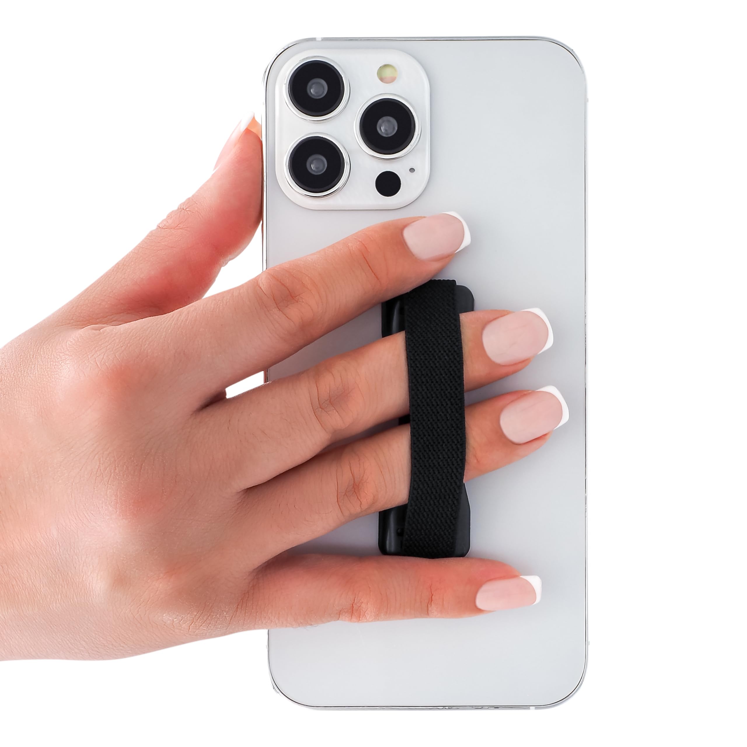LOVEHANDLE Universal Phone Grip for Smartphones & Mini Tablets - Phone Holder for Hand - Wireless Charging Compatible - Made in The USA - Solid Black