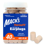 MackÃ¢ÂÂs ThermaFit Soft Foam Earplugs, 40 Pair - Comfortable Ear Plugs for Sleeping, Snoring, Work, Travel & Loud Events | Made in USA