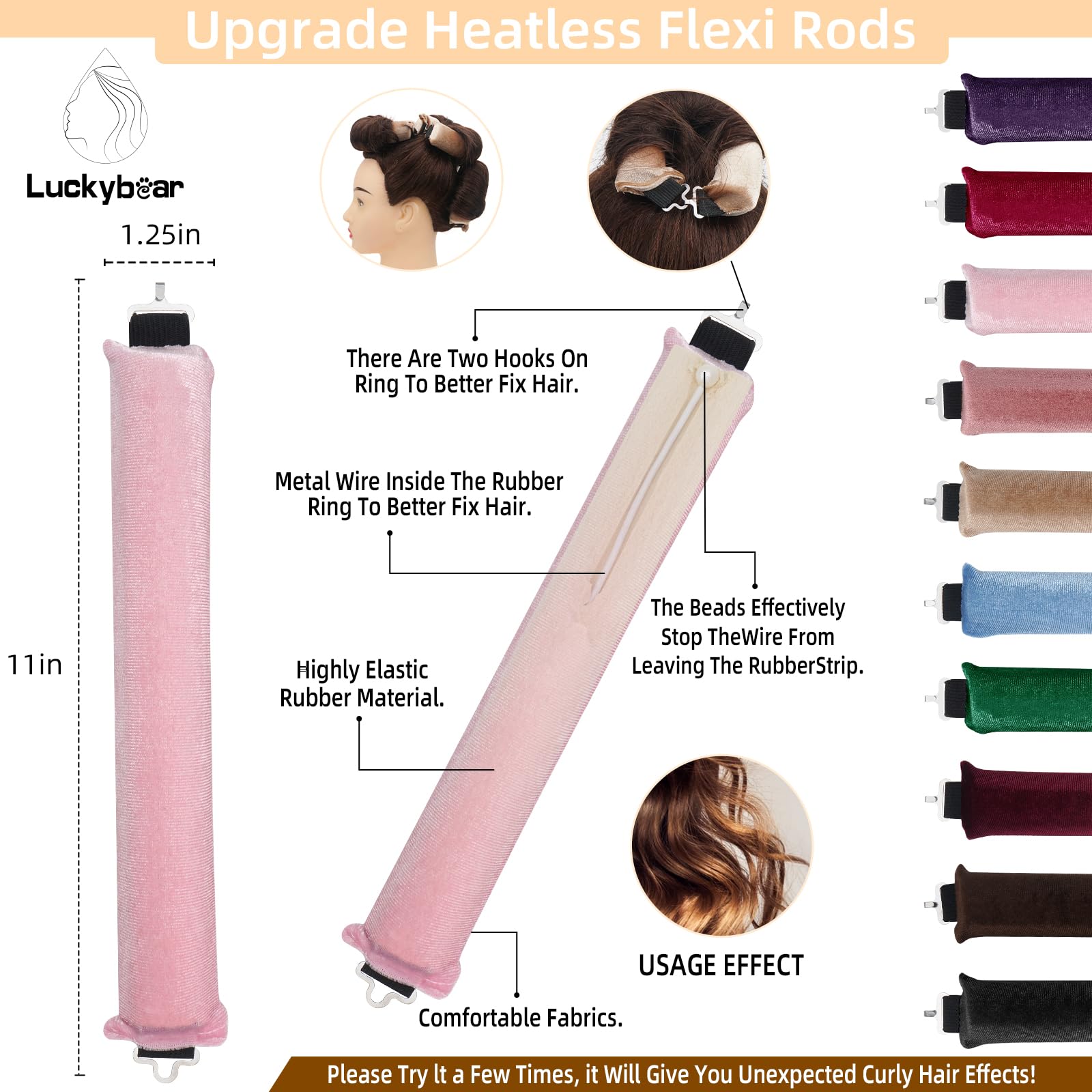 Overnight Heatless Hair Curler Blowout Rods Jumbo Heatless Curls Satin Jumbo Flexi Rods to Sleep in,Soft Heatless Rod for All Hair Types,No Heat Overnight Sleeping Curls Styling Tools 3pcs Khaki