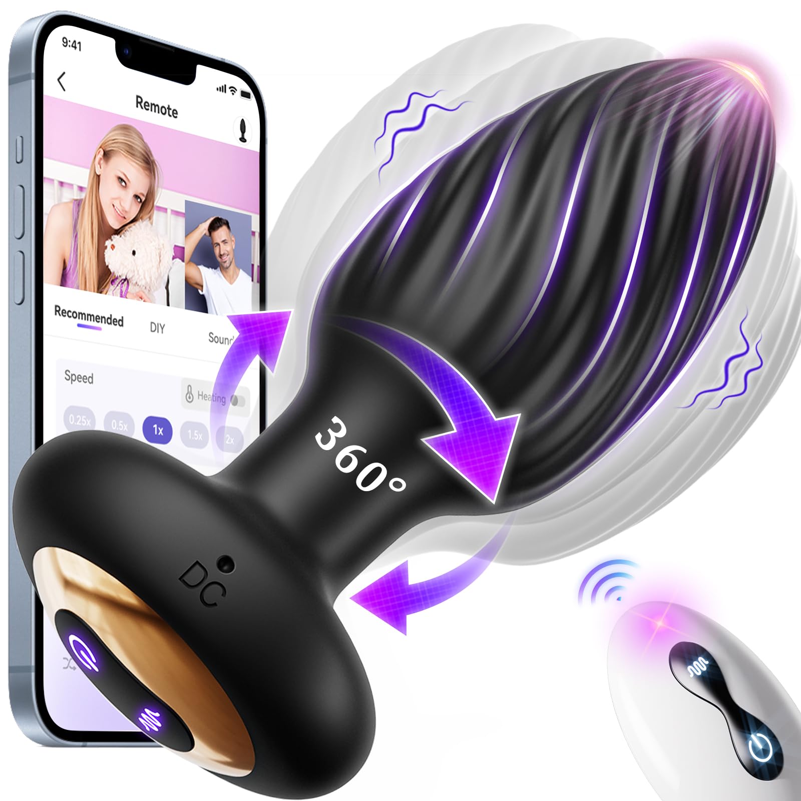 360° Rotation Adult Sex Toys for Men Prostate Massager - Swirl Surround Stimulate Prostate Point APP Remote Control, Adult Toys Anal Plug Vibrating Butt Plug with 9 Vibrating, Anal Toys Vibrator Mens