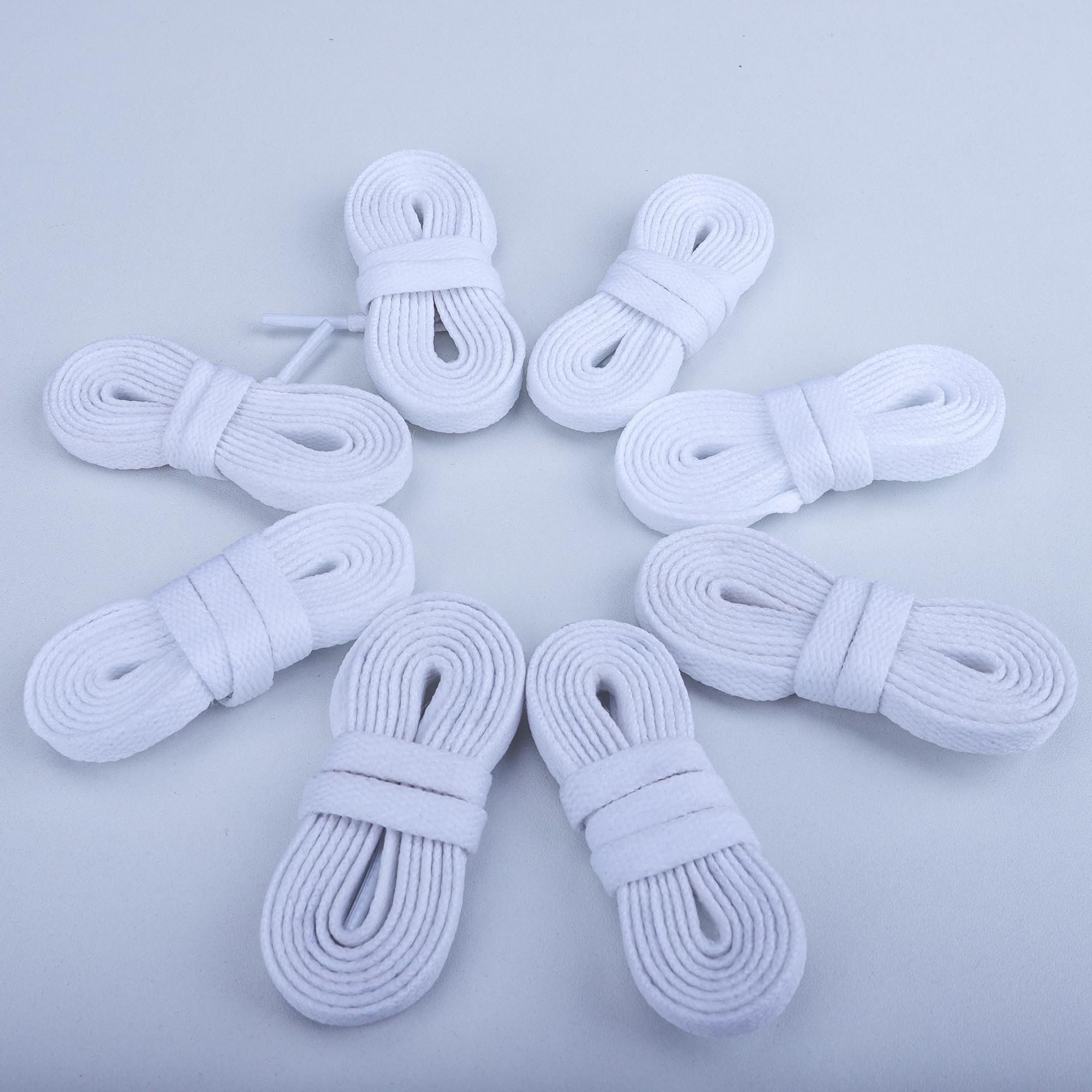 Teskyer 4 Pairs of Flat Shoe Laces, Shoelaces for Sneakers, Athletic Shoelaces, 55 Inch, White