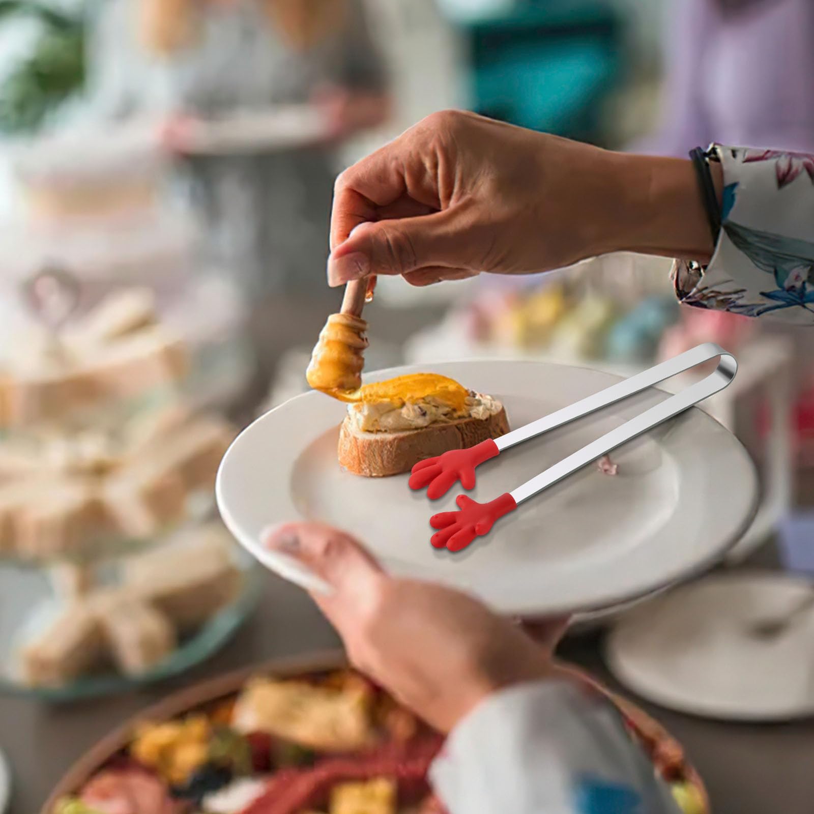 Shindel Small Tongs, 5.1 Inch Mini Tongs for Kids, Cute Kitchen Gadgets for Serving Candy, Appetizers, Snack, Chip, Pickle, Fruit, Ice Cube, Great for Fine Motor