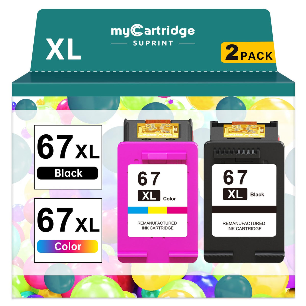 حبر طابعة HP 67XL بديل لحبر HP 67 لخراطيش حبر HP 67 عبوة كومبو أسود/ملون لطابعات HP67 DeskJet 2755e 2855e 2700 2800e 2700e 4255e 4155e Envy 6055e 6000 6455e 6400 حبر طابعة HP 67 XL