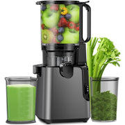 Juicer Machines with 5.4" Large Feed Chute, 400W Cold Press Juicer for Whole Vegetables and Fruits, Slow Masticating juicer Easy to Clean Juice Extractor Machine High Juice Yield(Titanium Gray)