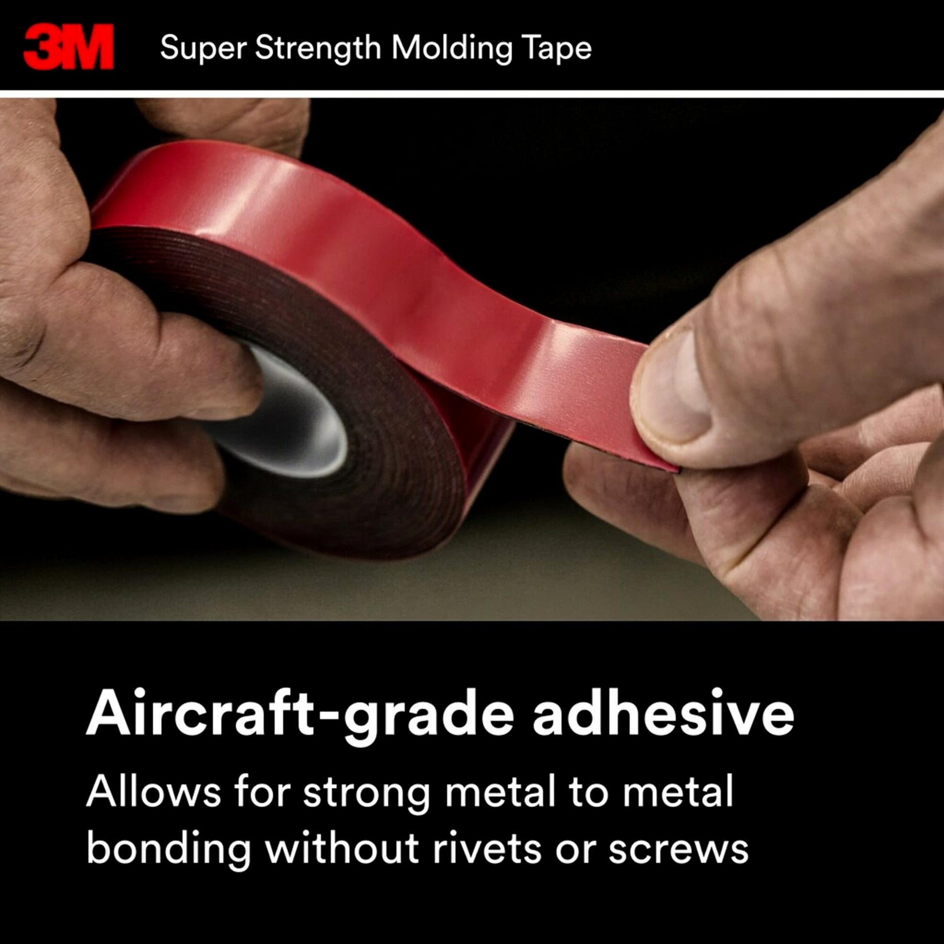 3M Super-Strength Molding Tape, 1/2 in x 15 ft, High Strength Double-Sided Adhesive, Permanently Attaches Side Moldings, Trim and Emblems to Interior and Exterior of Vehicles (03614)