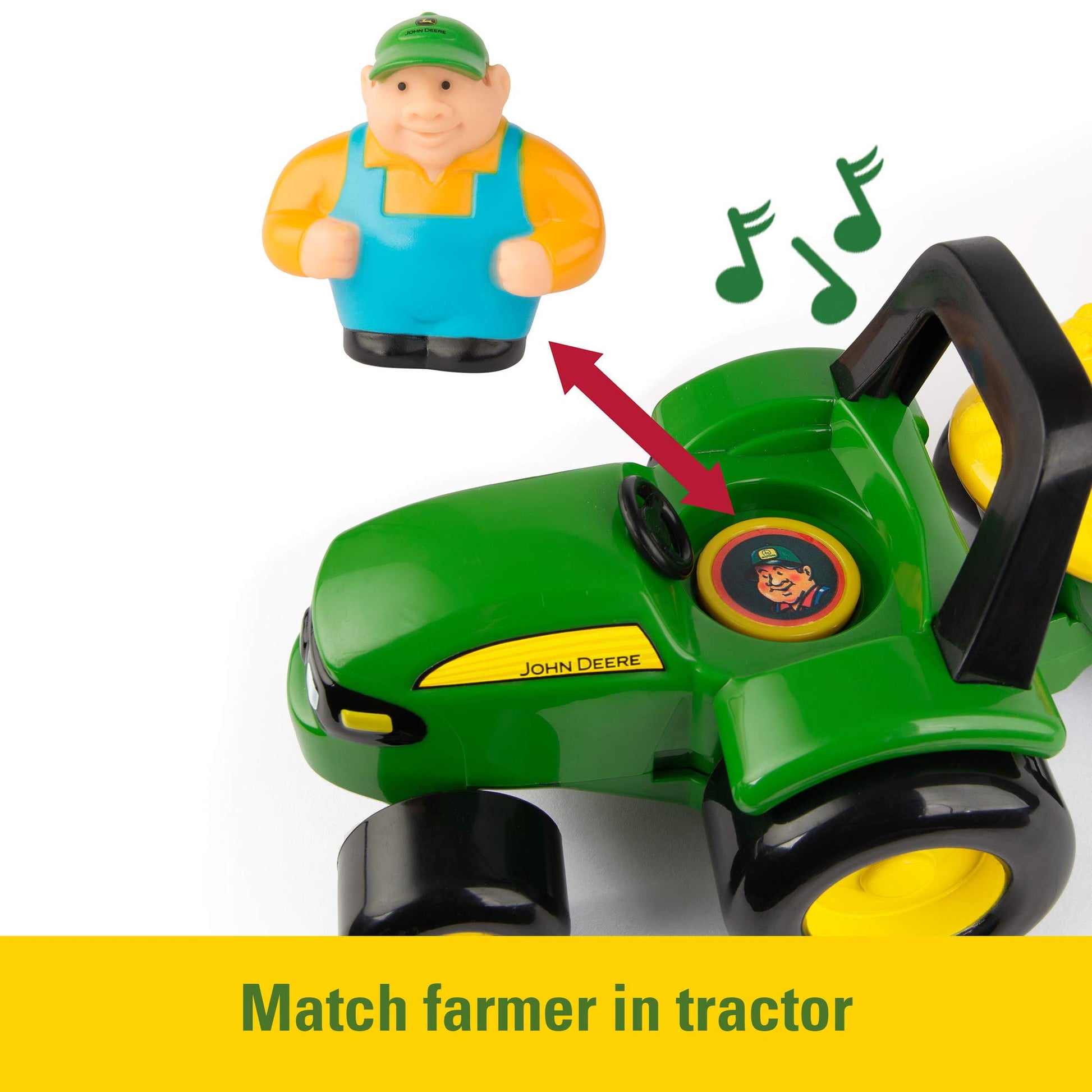 TOMY John Deere Animal Sounds Hayride Musical Tractor Toy - Musical Hayride Toddler Toys - Includes Farmer Figure, Tractor, and 4 Farm Animals - Toddler Music Toys - Ages 12 Months and Up