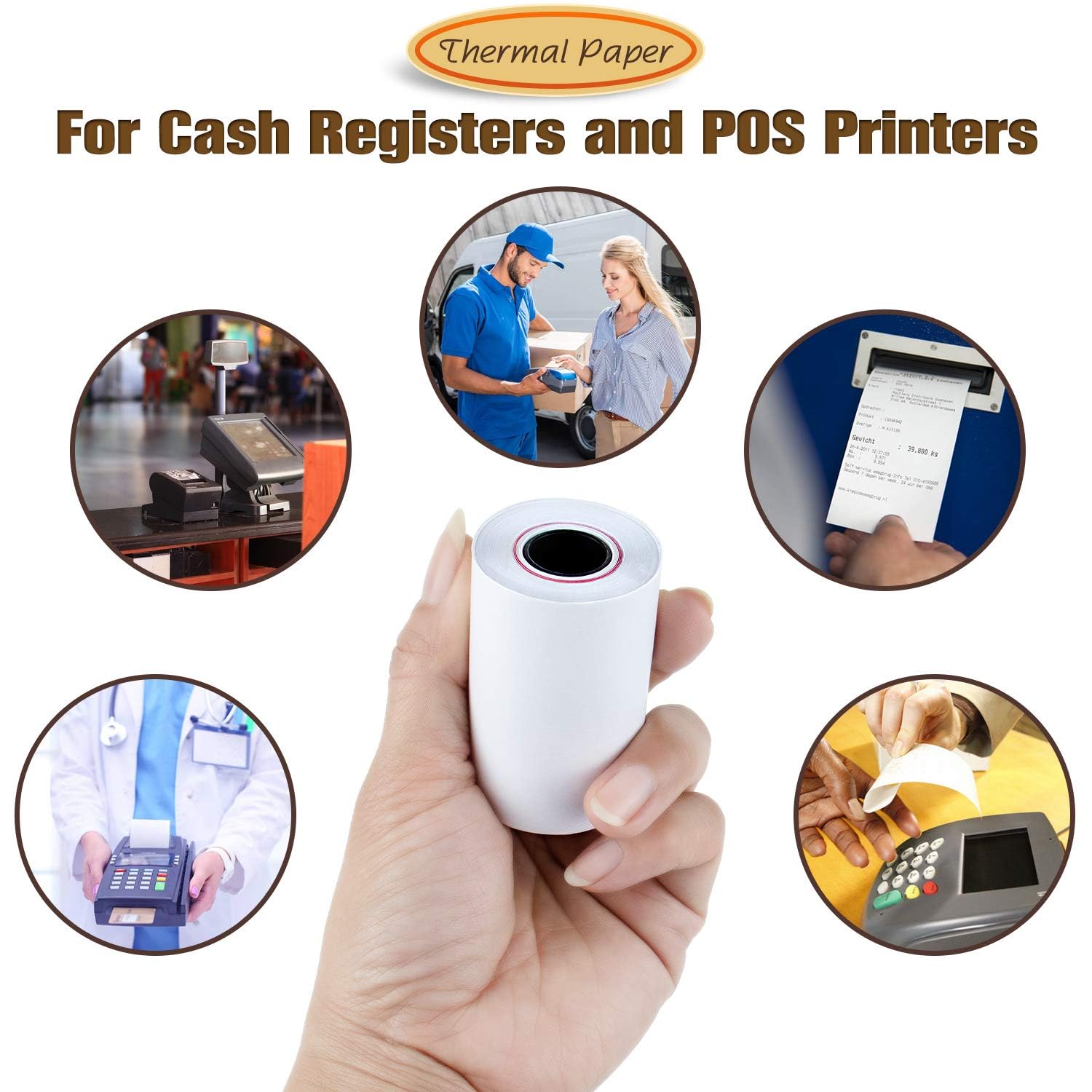 TK Thermal King, (50 Rolls) 2 1/4" 50' feet White Paper Cash Register POS Receipt, Fits All Credit Card Terminal Great For Cashier Receipt Small Business Premium Quality