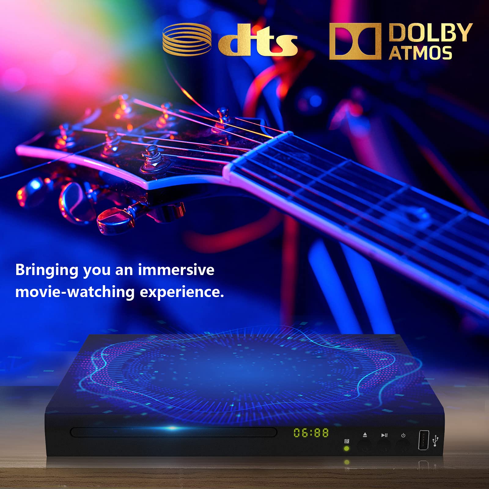 Blu Ray DVD Player, 1080P Home Theater Disc System, Play All DVDs and Region A 1 Blu-Rays, Support Max 128G USB Flash Drive + HDMI/AV/Coaxial Output + Built-in PAL/NTSC with HDMI/AV Cable