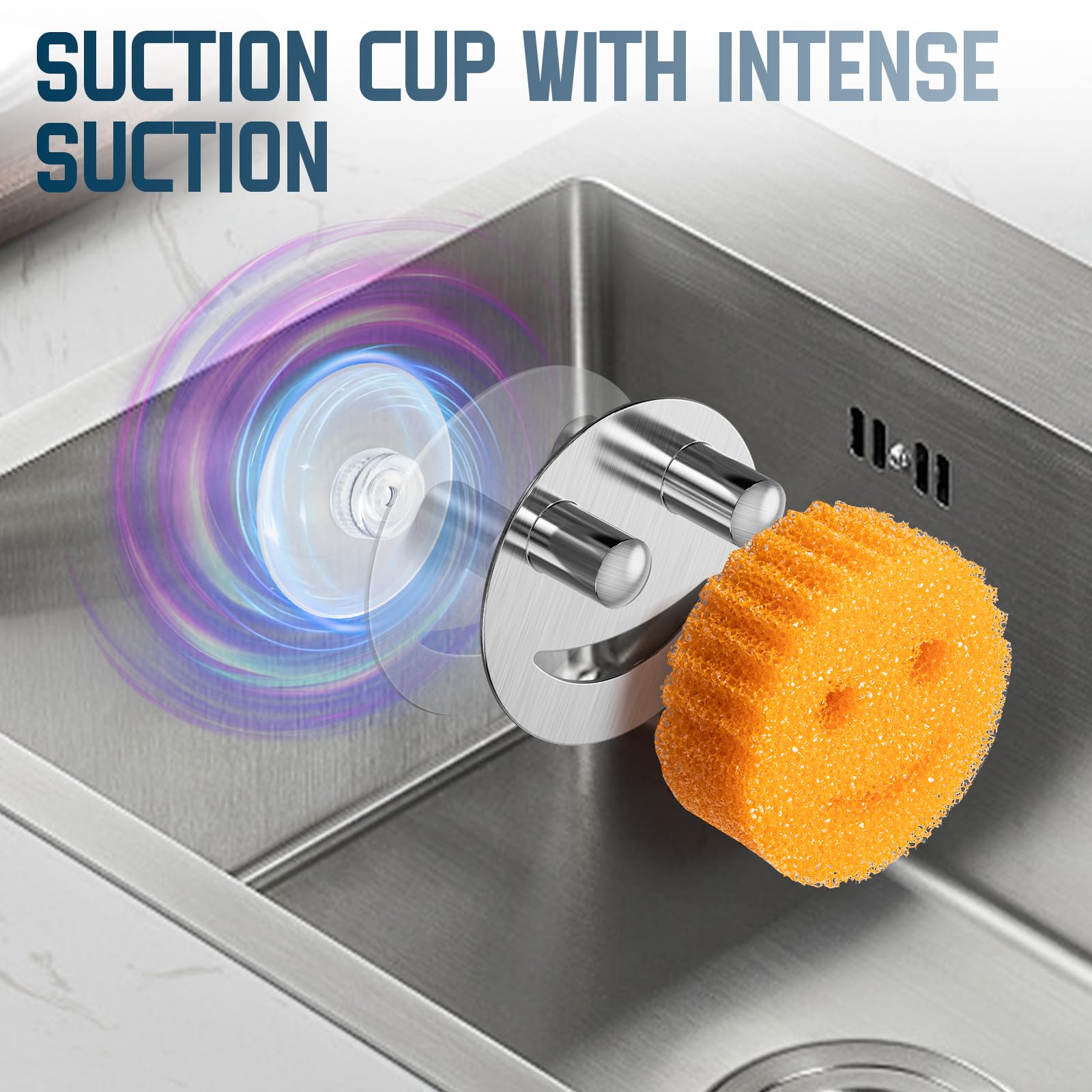Yoshiky Stainless Steel Smiley Face Dish Sponge Holder, Silver Sink Caddy Organizer Storage with Suction Cup for Kitchen, Rv Apartment Kitchen Accessories Decor Scrubber