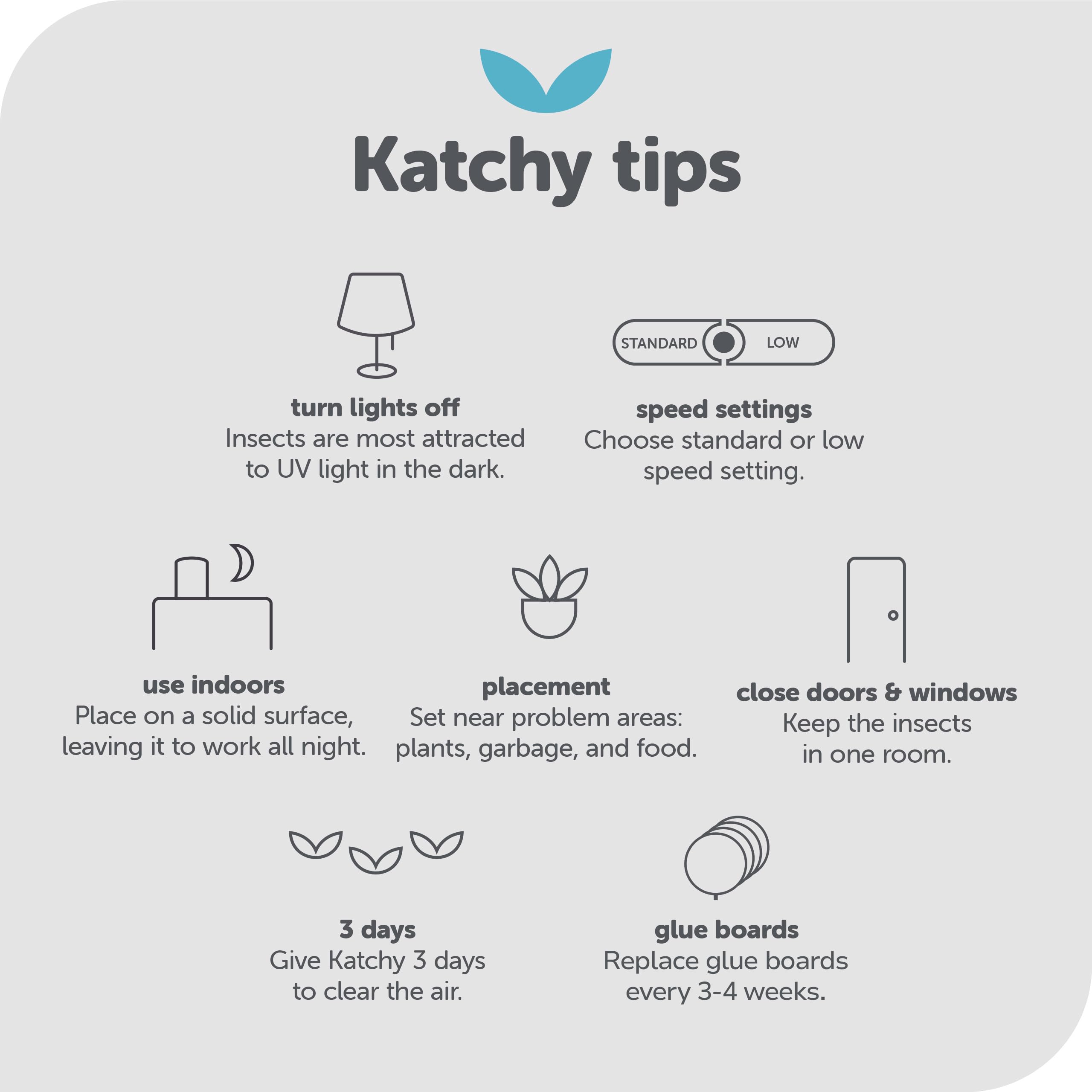 Katchy Indoor Insect Trap - Catcher & Killer for Mosquitos, Gnats, Moths, Fruit Flies - Non-Zapper Traps for Inside Your Home - Catch Insects Indoors with Suction, Bug Light & Sticky Glue (Black)