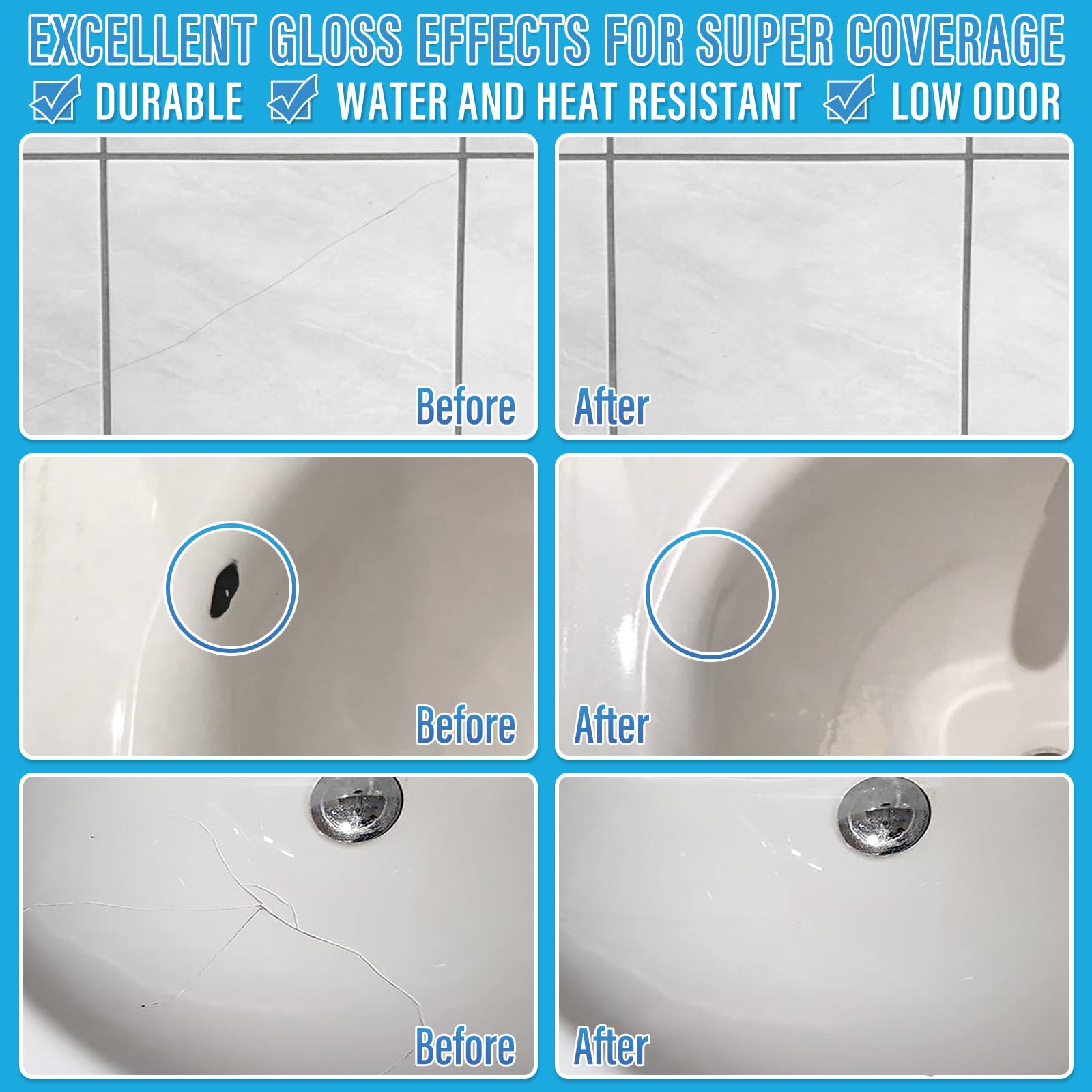 Specialty Tub and Tile Paint, High-Gloss White Tub Paint for Bathtub, Quick-Dry Porcelain paint for Scratches & Chips on Porcelain, Acrylic, Enamel, Cast Iron, Bathtubs, Tiles, Sinks and Toilets(White)