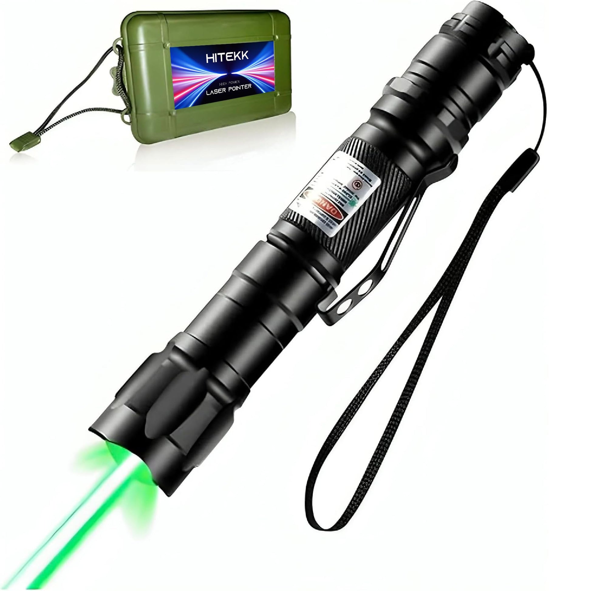 HITEKK High Power Green Laser Pointer | Tactical Green Laser Pointer | Single Press On/Off Tactical Lazer Pointer | Rechargeable Long Range Lazer Pointer and Carrying Case