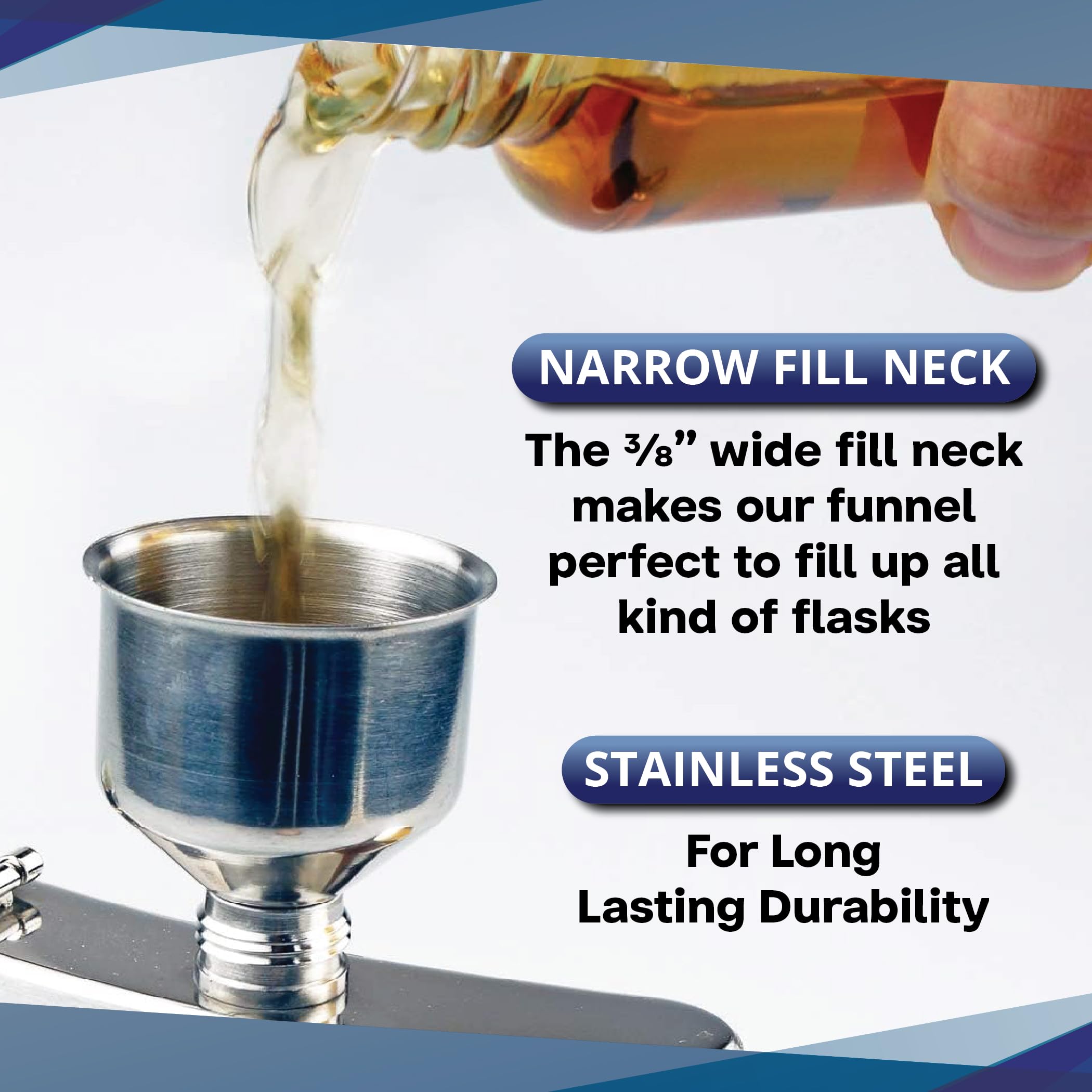 SE Stainless Steel Funnel for Flasks Bottles and Mini Bottles, Small Steel Drink Funnel for Filling Drinking Liquor Flask, Transferring Oil, Juice, Milk -HQ93