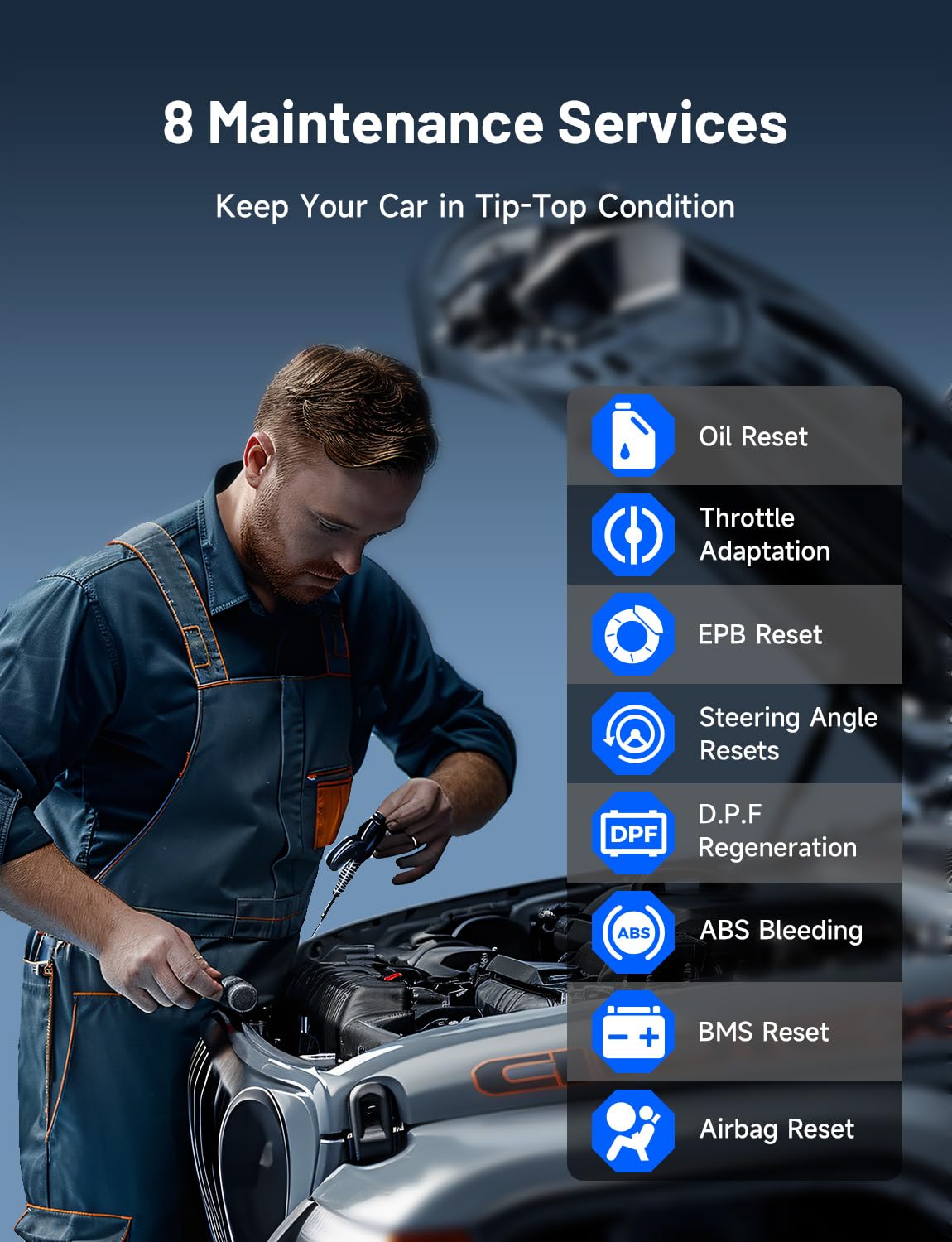 TOPDON TopScan OBD2 Scanner Bluetooth, Bi-Directional Scanner Wireless All System Diagnostic Tool for iOS & Android, 8+ Hot Reset, Repair Guides, Check Engine Car Code Reader, Performance Test