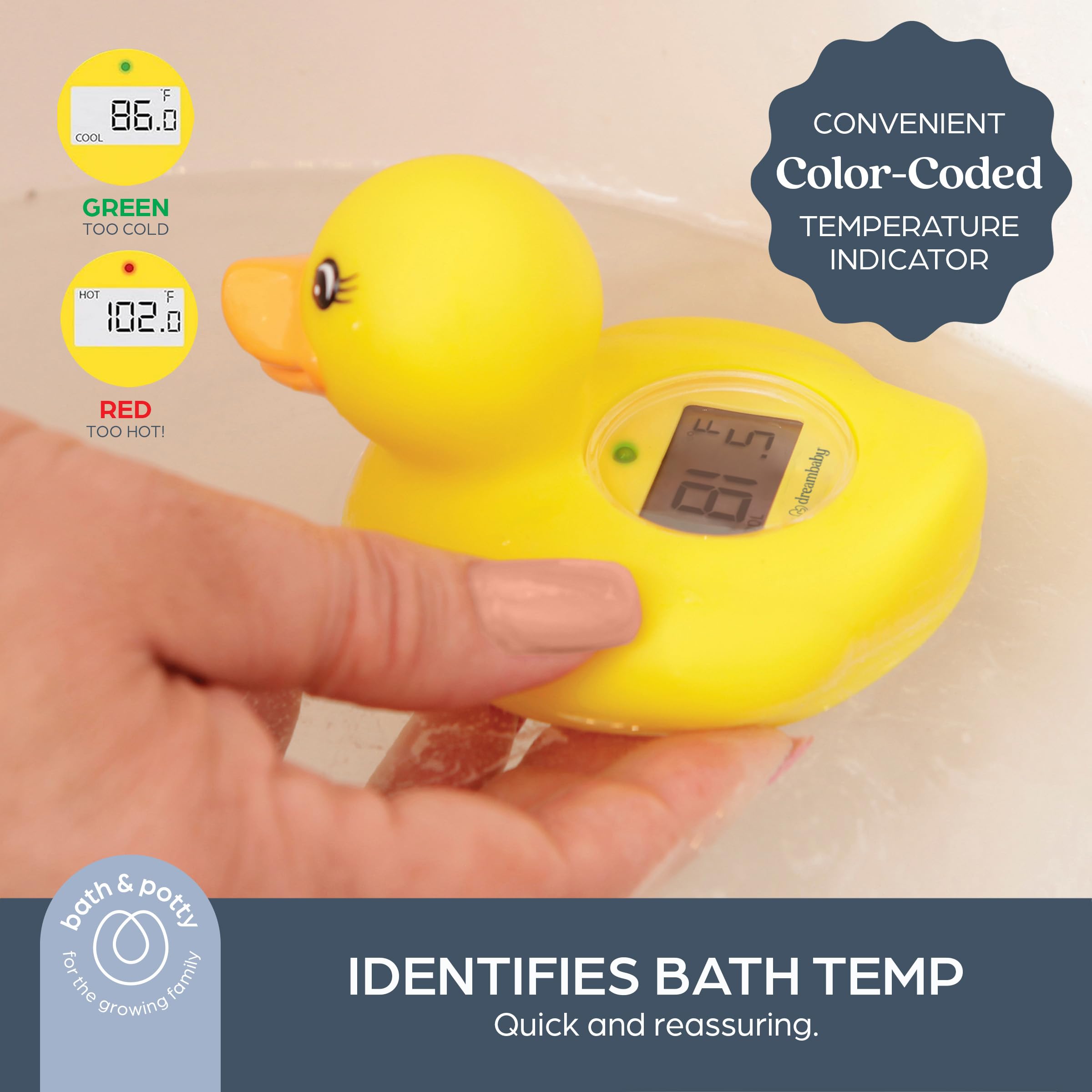 Dreambaby Duck Baby Bath Thermometer - Instant Read Digital Thermometer for Water and Room Temperature - Floating Baby Bath Toy - Newborn Must-Have