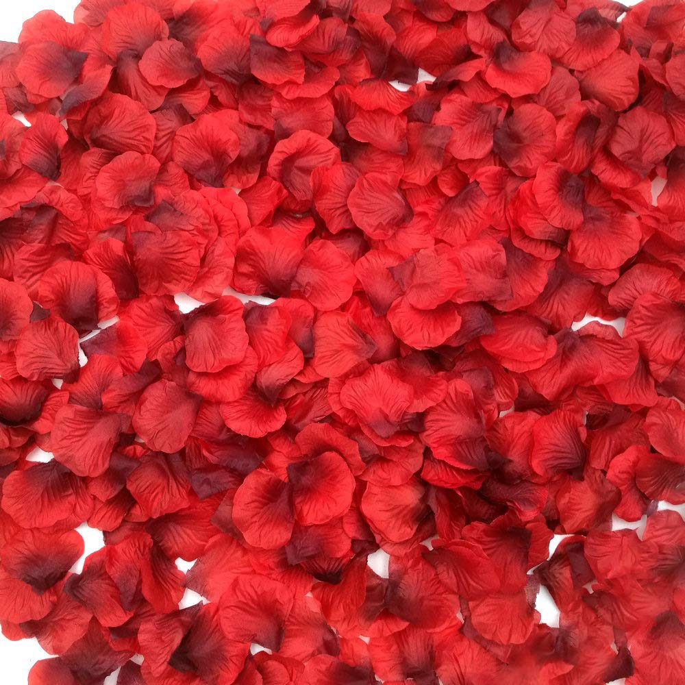 CODE FLORIST 2200 PCS Dark-Red Silk Rose Petals for Romantic Night,Wedding,Proposal Anniversary Flower Decorations