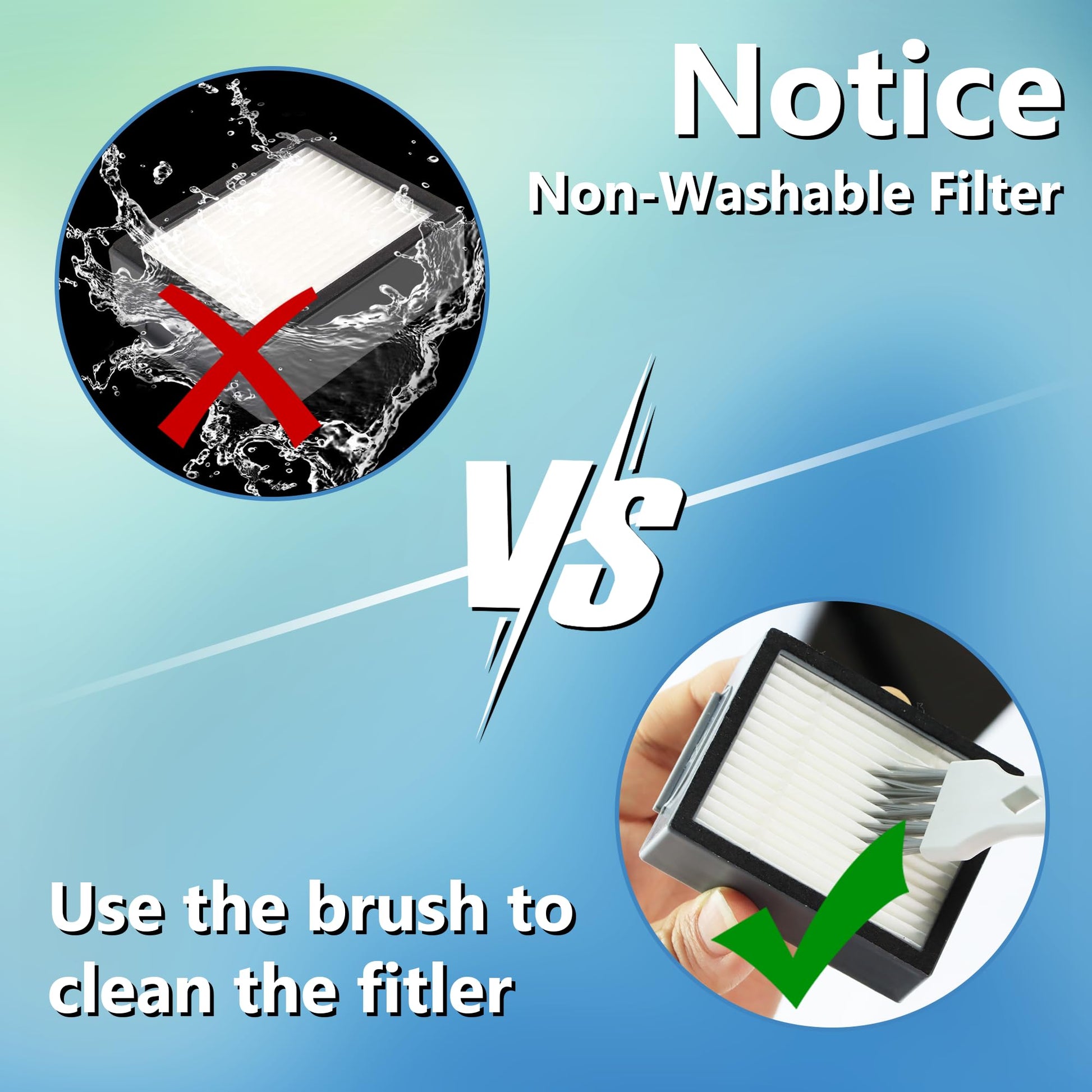 Improvedhand Filters Replacement for i-Robot Roomba E I & J Series i1+ i3 i3+ i4 i5/plus i6 i6+ i7 i7+/plus i8 i8+ E5 E6 E7 Vacuum Cleaner parts 4639161,6 Pack High Efficiency Filters+1 Cleaning Brush
