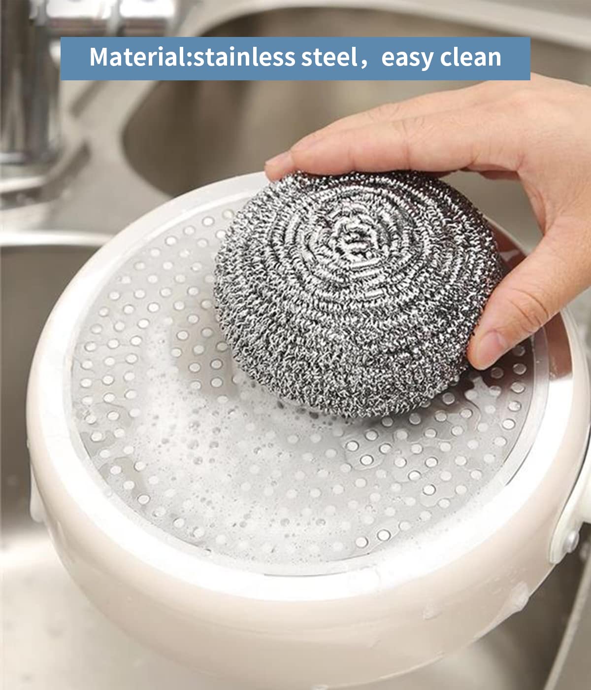 Docduet 6Pcs Steel Wool Scrubbers - Flexible Scrubber Pads for Cleaning Dishes, Pots, Pans, Grills and Sinks