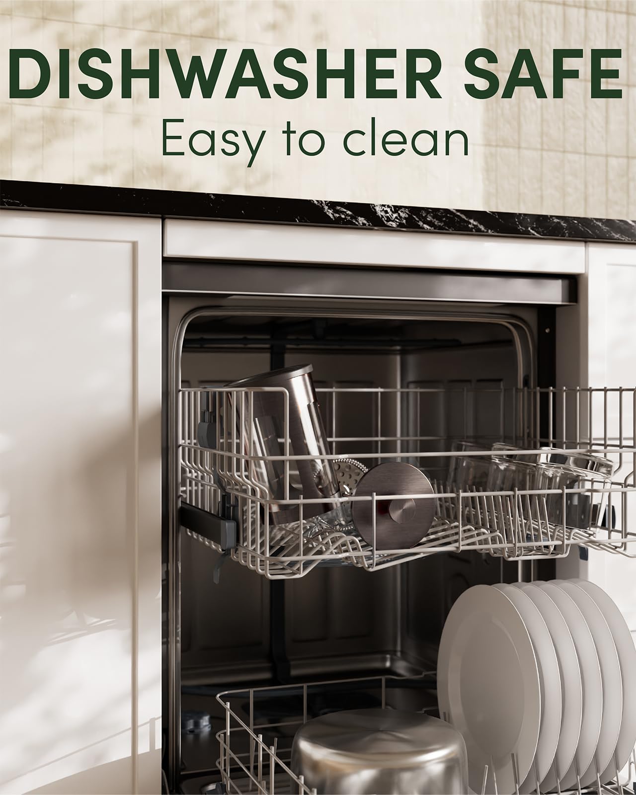 BAYKA French Press Coffee Maker 34 Ounce 1 Liter, Borosilicate Glass Stainless Steel Brewer, Large Portable Cold Brew Cafetera Teapot for Kitchen Travel Camping Coffee Bar Accessories, Dark Pewter