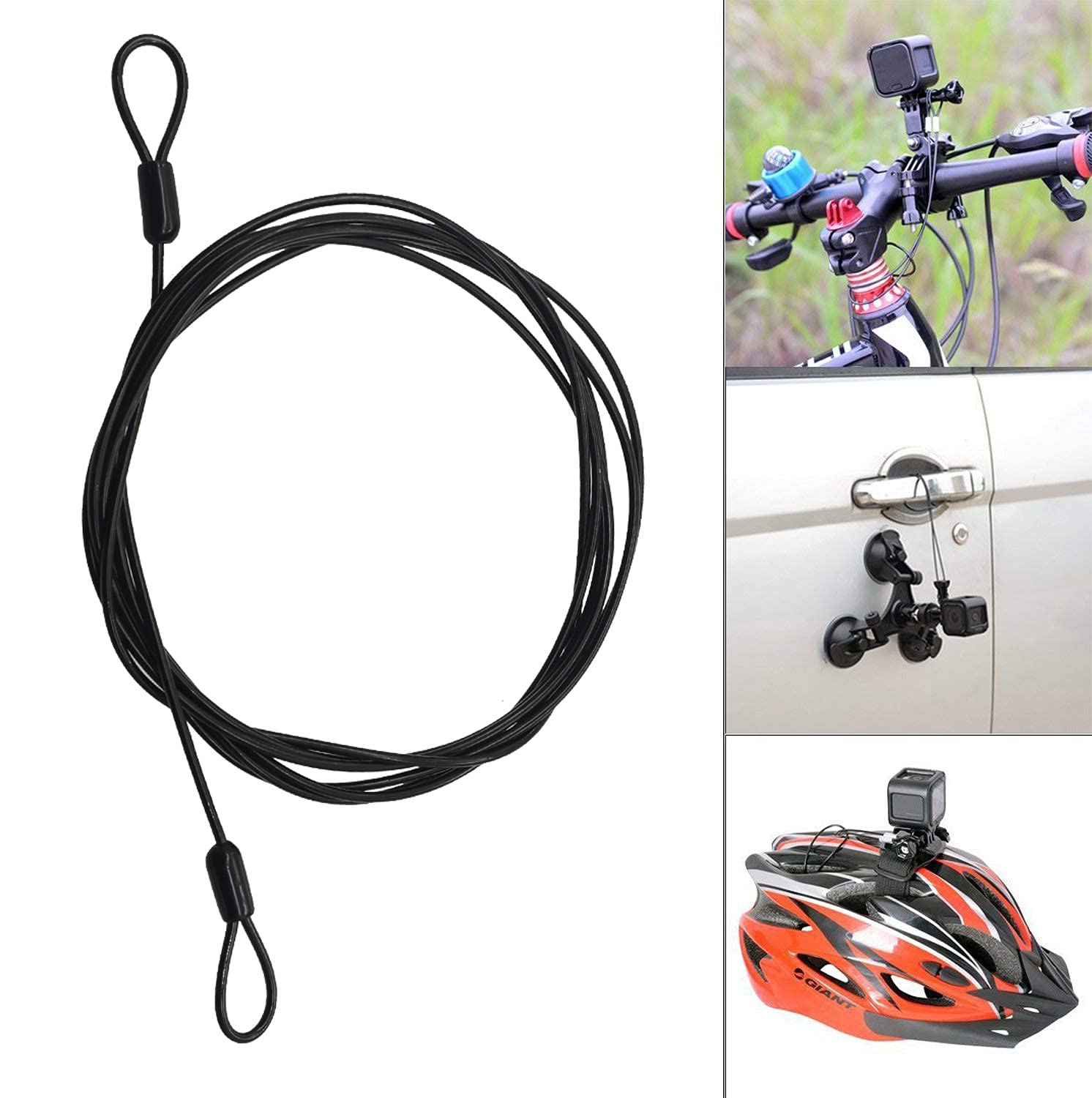 100CM/3.3ft 3mm Outdoor Travel Security Cable Lock,Braided Steel Coated Safety Cable Luggage Lock,Safety Cable Wire Rope Double Loop Lightweight GOMRQING (2 Pack)