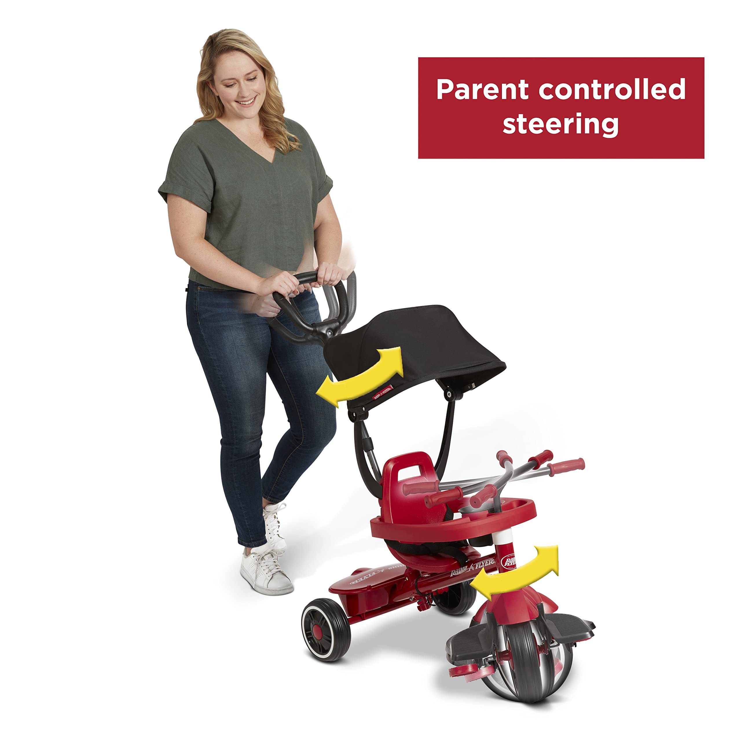 Toddler Bike, Kids Bike, Tricycle Toddler Toys for Ages 2-4, Baby Toy, Radio Flyer 4-in-1 Stroll 'N Trike, for Ages 1-5 Years, Red (Amazon Exclusive)