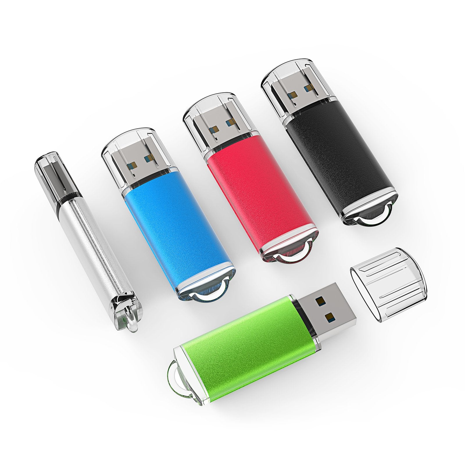 TOPESEL USB Flash Drive 5 Pack 32GB USB 2.0 Flash Drive Memory Stick USB Drive Jump Drive USB Storage Flash Drives Pen Drive Thumb Drives (5 Mixed Colors: Black Blue Green Red Silver)