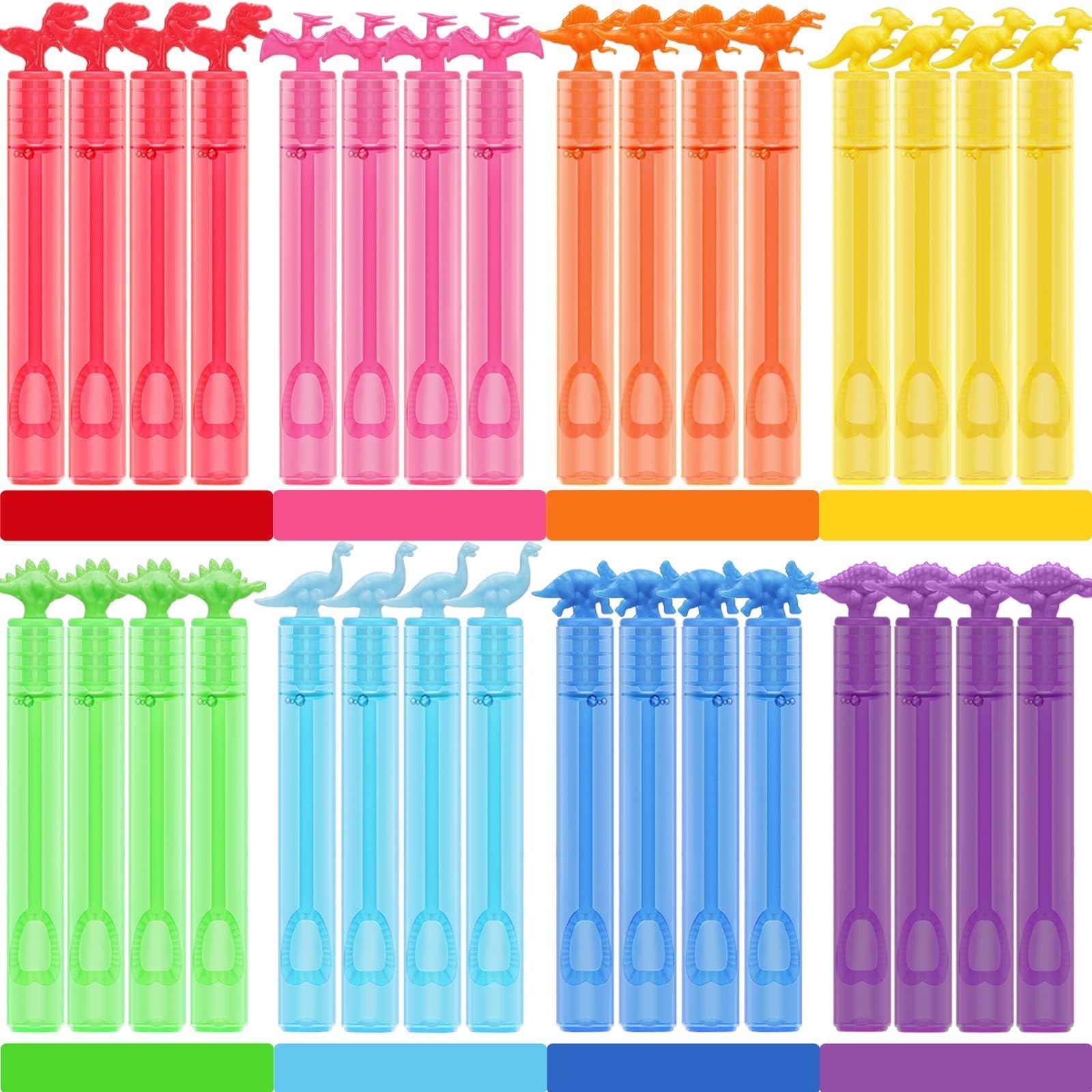 32 Pack Bubble for Kids Party Favors, 8 Style Mini Bubble Wands with Gift Box, Dinosaur Toys Bulk for Carnival Prizes Goodie Bag Stuffers Supplies, Birthday Bath Time Bubbles Blower Toy for Girl Boy