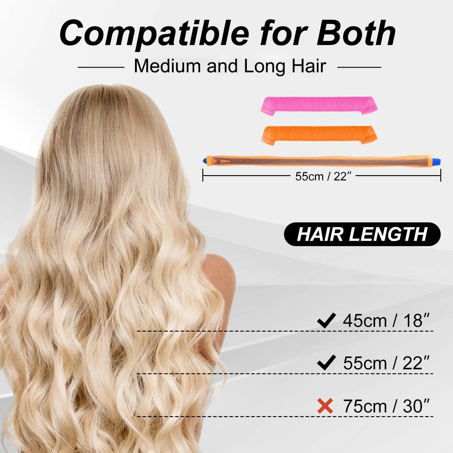 40pcs Heatless Spiral Hair Curlers for Long Hair - Heatless Curls Overnight 22inch Magic Magic Hair Rollers No Heat Curlers with 6pcs Styling Hook