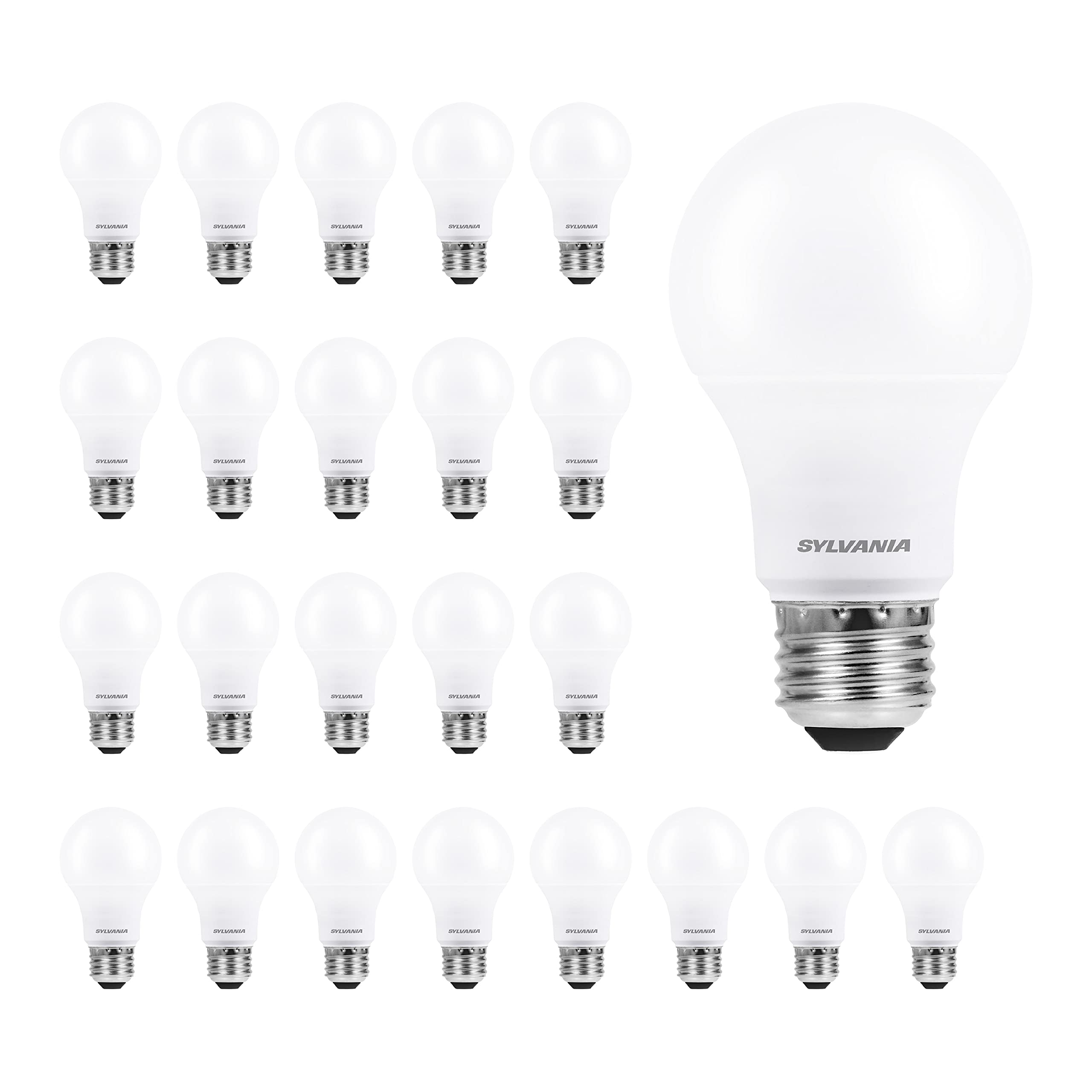 SYLVANIA ECO LED Light Bulb, A19 60W Equivalent, Efficient 9W, 7 Year, 750 Lumens, 2700K, Non-Dimmable, Frosted, Soft White - 8 Count (Pack of 1) (40821)