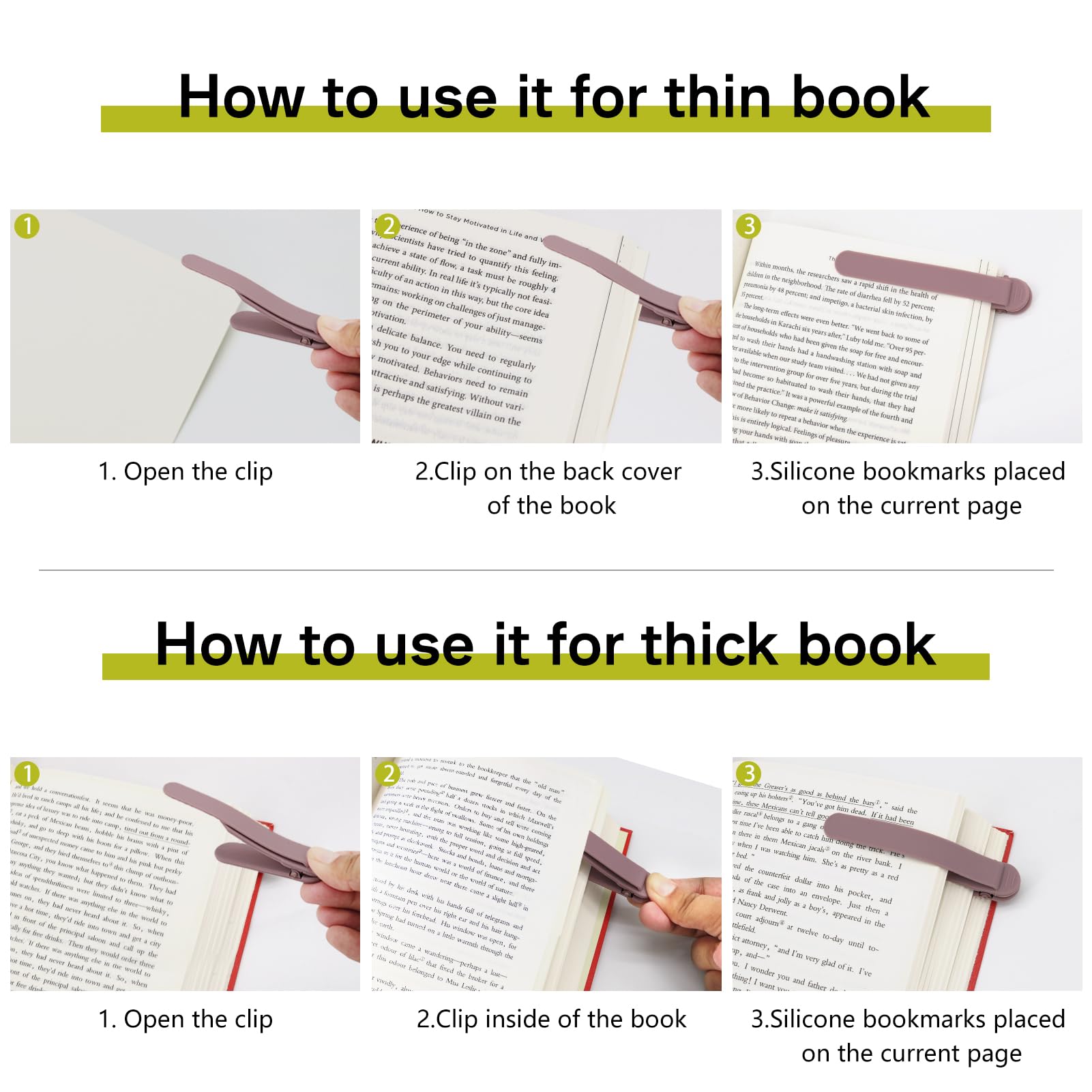 SMUK 3pcs Automatic Bookmark, Silicone Book Marks for Reading Women, Men, Kids, Book Lovers, Cute Unique Book Markers for Reading, Reading Accessories Gifts for Book Lovers
