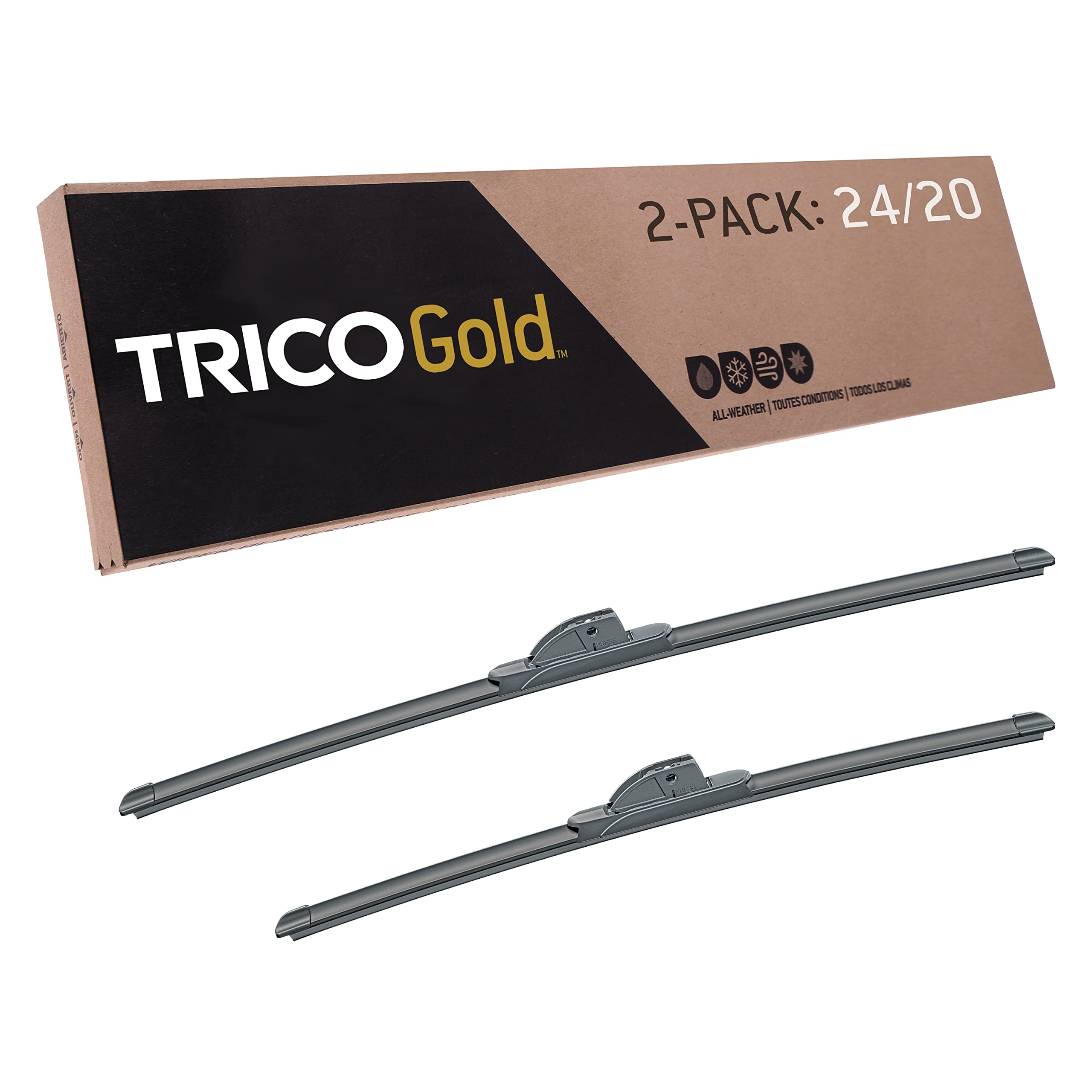 TRICO Gold™ (18-2222) 22 Inch Pack of 2 Automotive Replacement Windshield Wiper Blades Super Premium All Weather Beam Blade for Select Vehicle Models