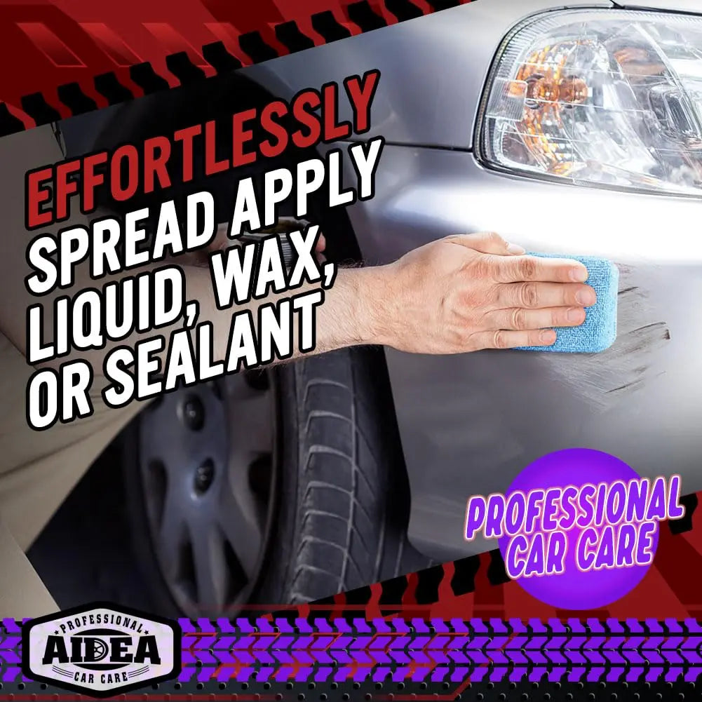 AIDEA Microfiber Applicator Pad-8Pack, Car Wash Sponge, Premium Microfiber Sponge and Cleaning Pads, Perfect for Effortless Wax, Sealant, and Conditioner Application - Blue
