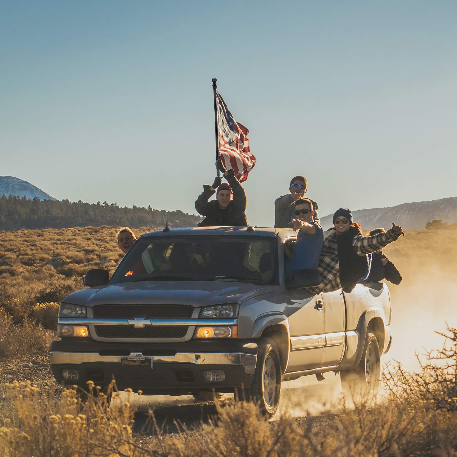 Yeesun Flag Pole,6FT American Flag Pole & Bracket-Flagpoles for 3 x 5 Flags Holder for House Porch & Outdoor,Tangle Free and Wall Mount Flag Pole Kit (Without flag,Black)